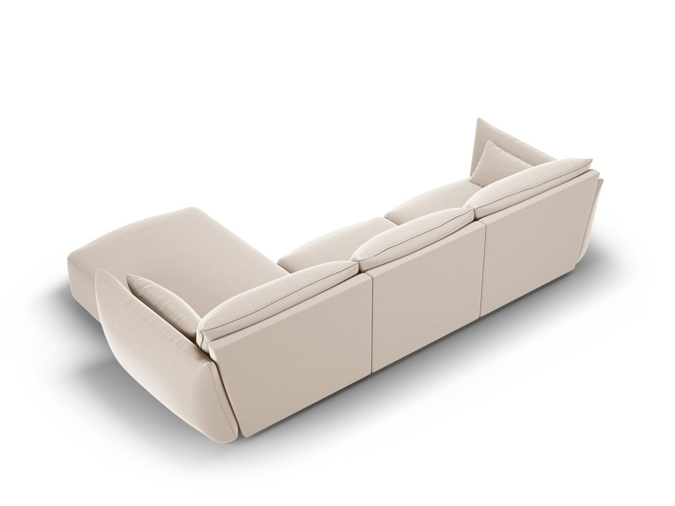 Cosmopolitan Design högervänd sammetshörnsoffa, "Matera", 4-sits, 308 × 171 × 85 cm, Salvador, svarta plastben