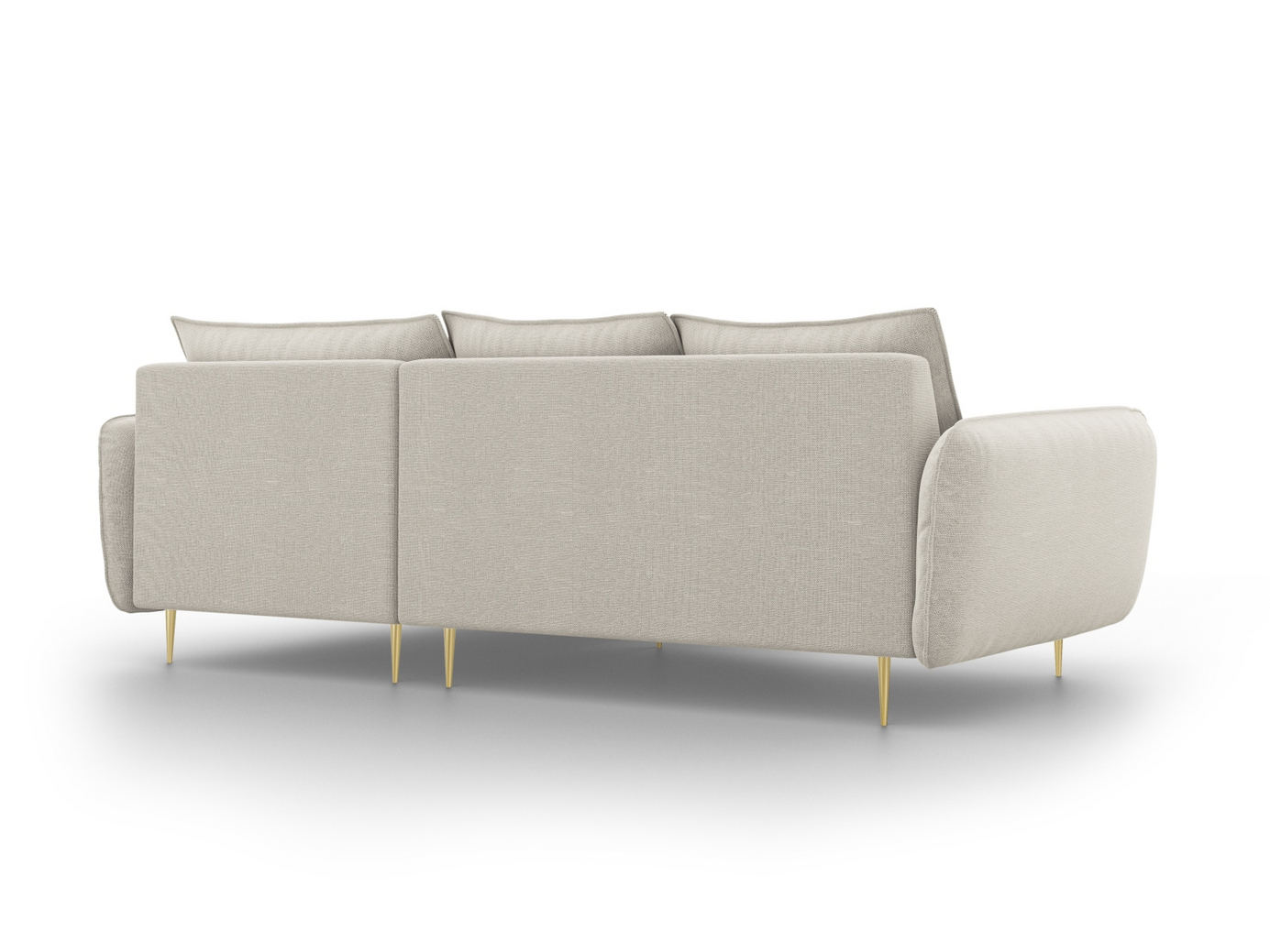 Cosmopolitan Design högervänd hörnsoffa, "Vienna", 5-sits, 255 × 170 × 95 cm, Positano, guldfärgade metallben
