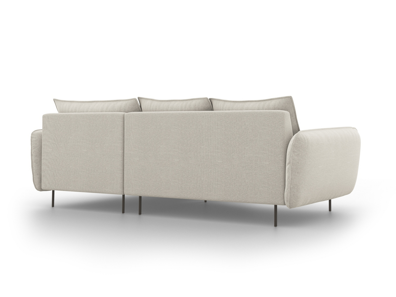 Cosmopolitan Design högervänd hörnsoffa, "Vienna", 5-sits, 255 × 170 × 95 cm, Positano, svarta metallben