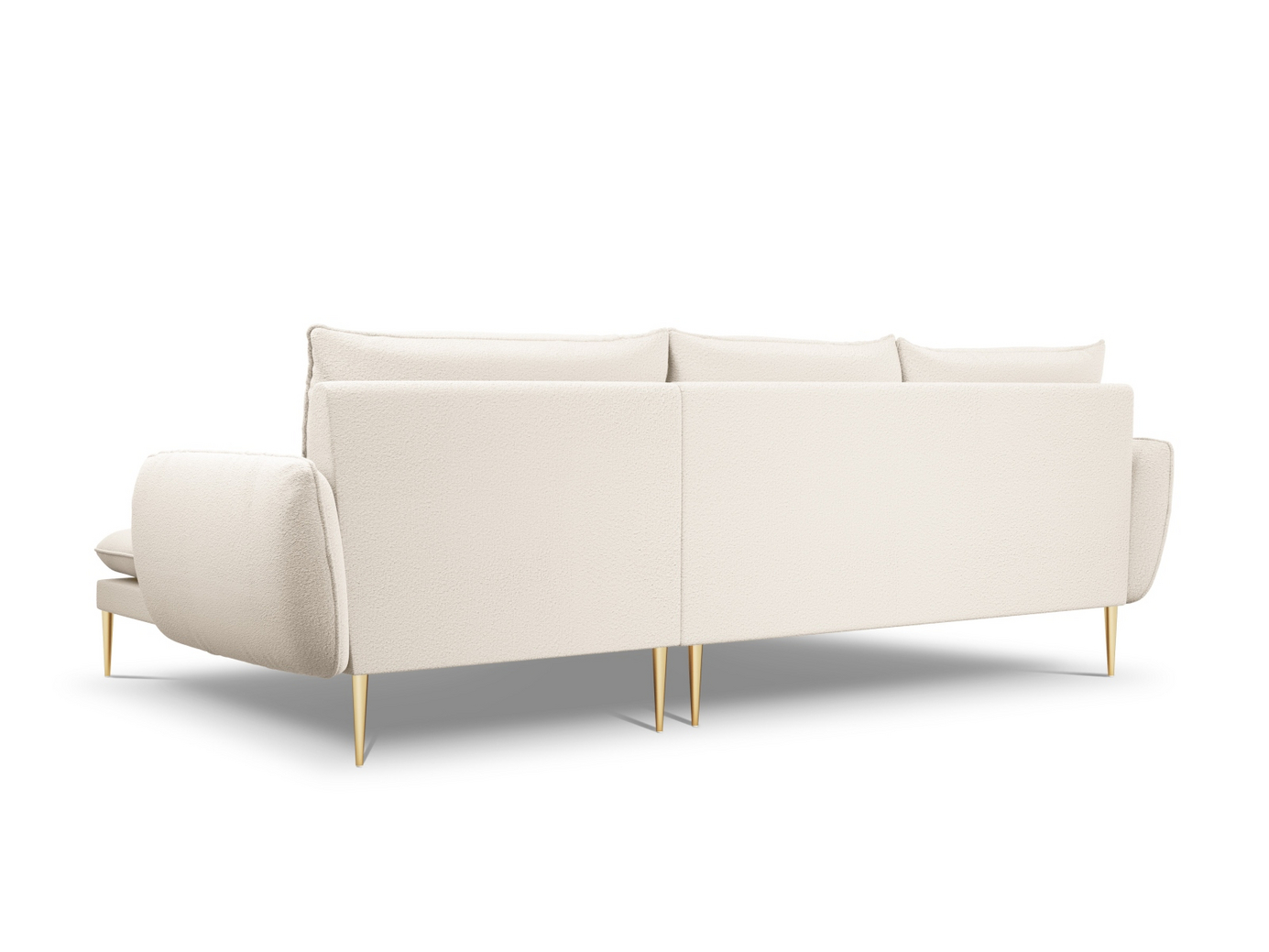 Cosmopolitan Design högervänd boucléhörnsoffa, "Vienna", 5-sits, 255 × 170 × 95 cm, Ascot, guldfärgade metallben