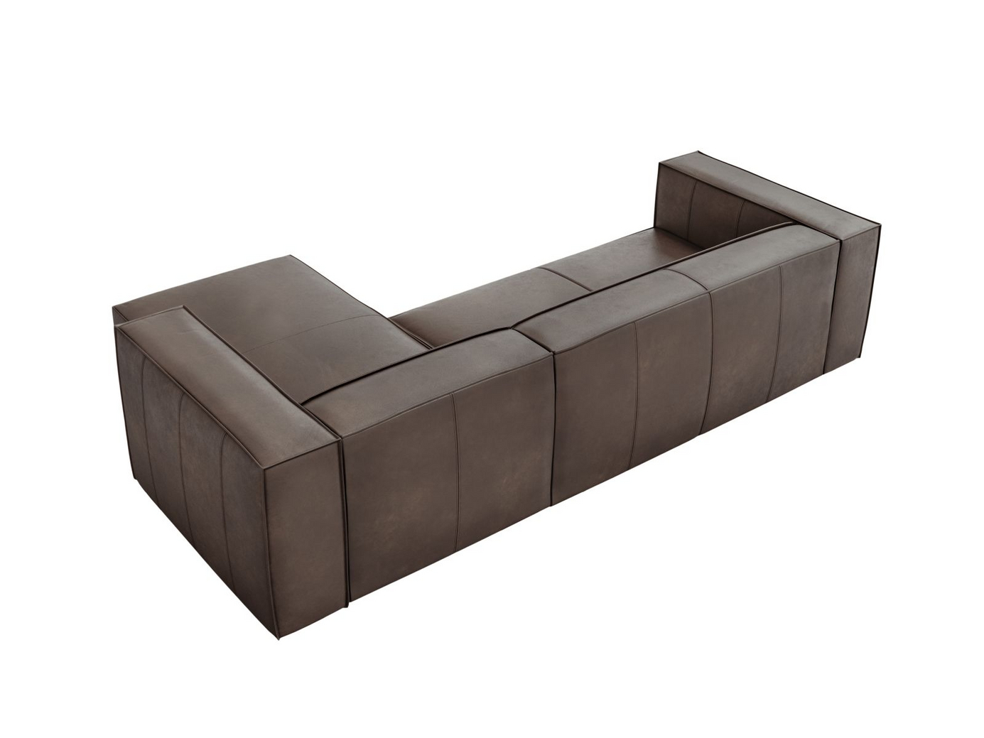 Cosmopolitan Design högervänd äkta läder hörnsoffa, "Turin", 5-sits, 290 × 173 × 68 cm, Granada, ben i svart bok