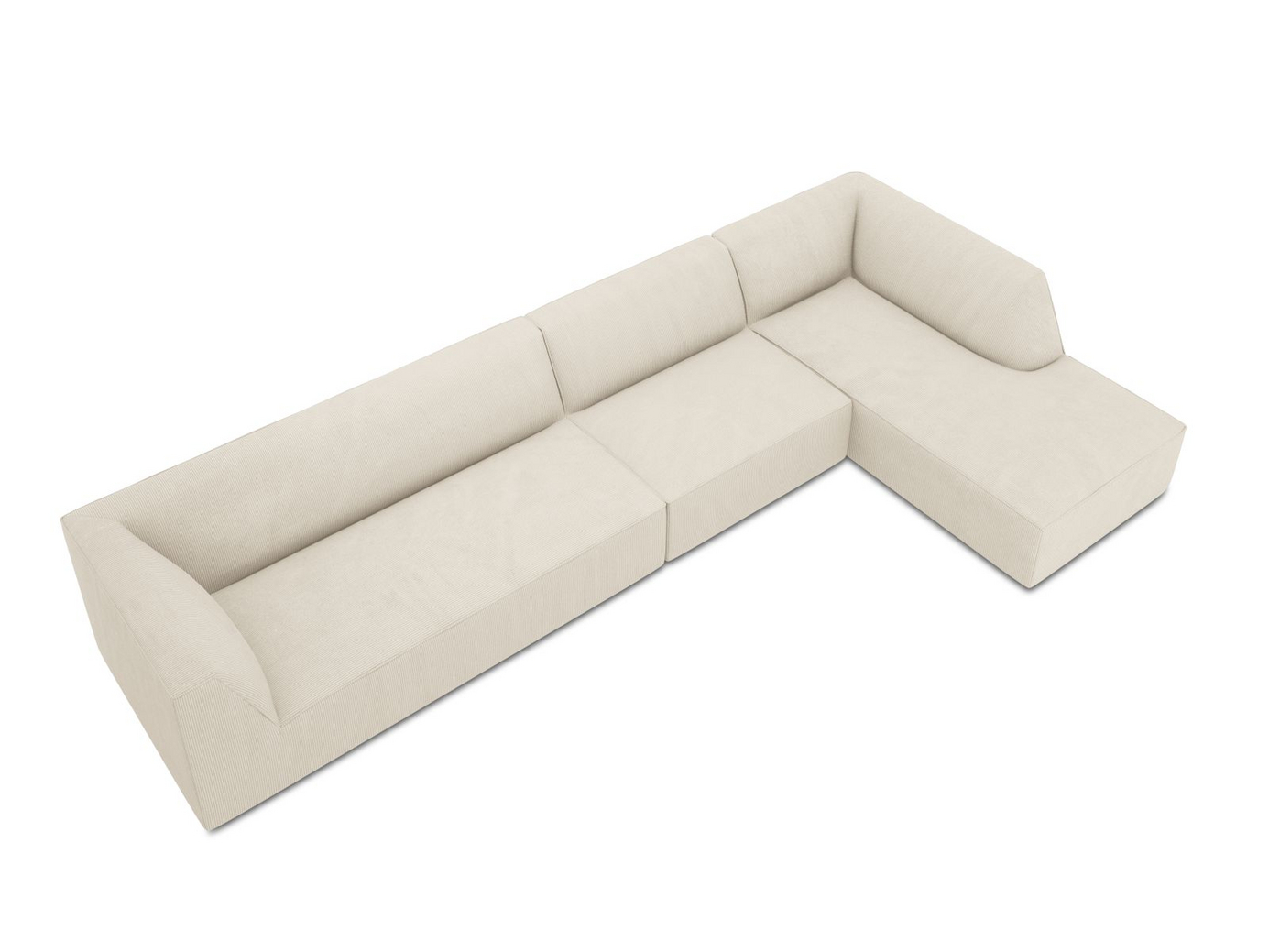 Cosmopolitan Design högervänd modulhörnsoffa, "Siena", 5-sits, 366 × 180 × 69 cm, Scala, svarta plastben