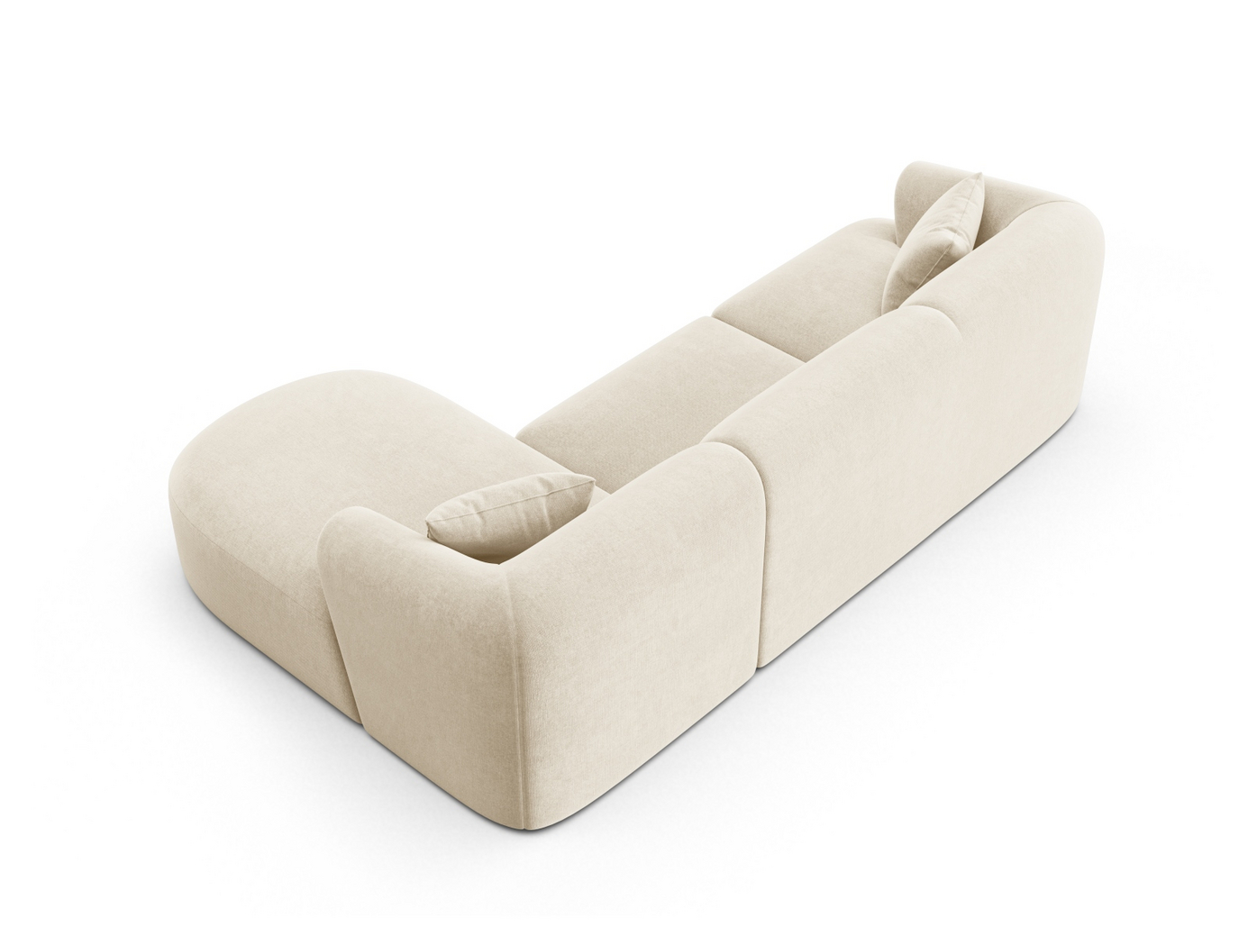 Cosmopolitan Design högervänd sammetsmodulhörnsoffa, "Campi", 4-sits, 256 × 156 × 70 cm, Vogue, svarta plastben