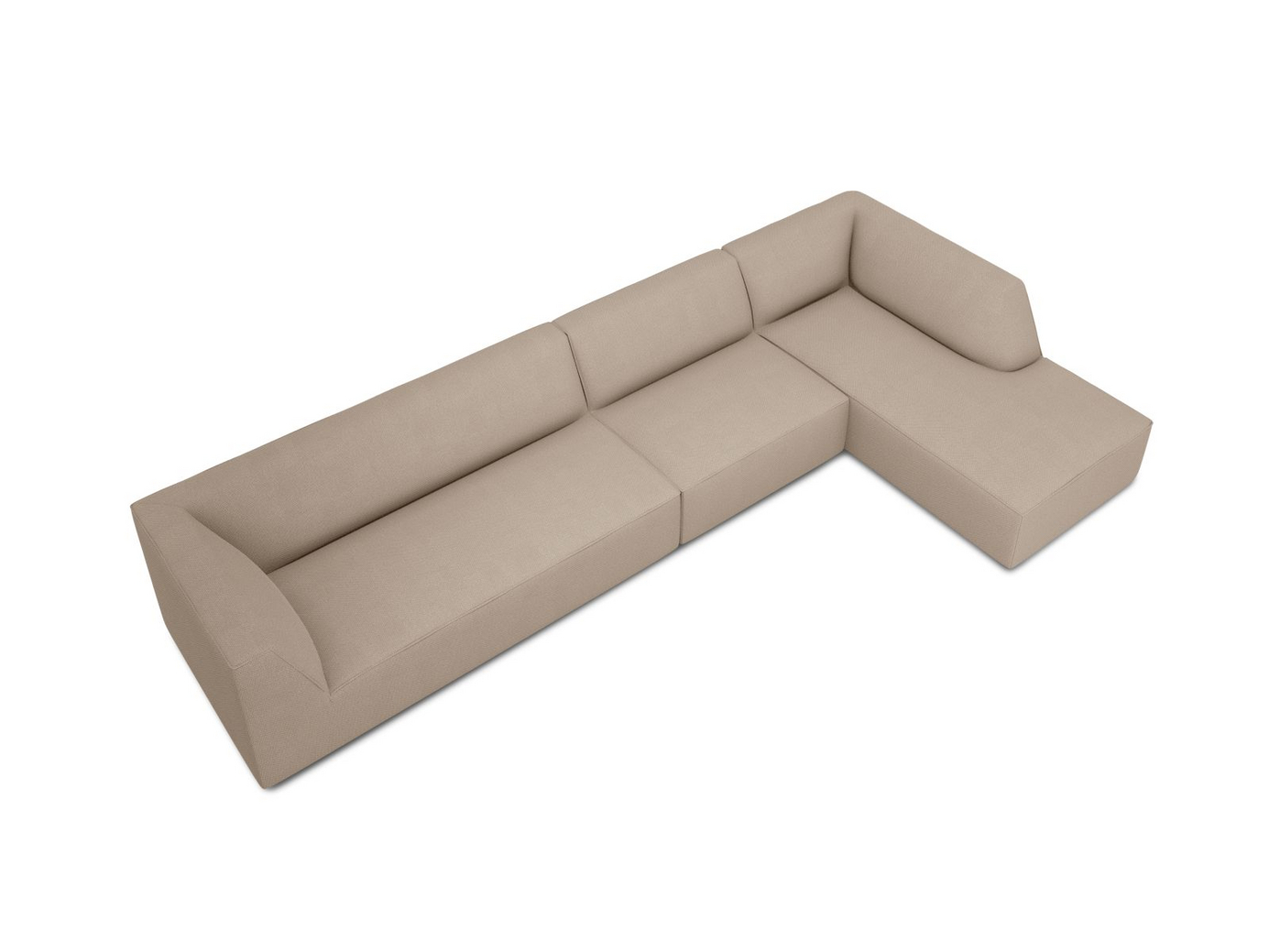 Cosmopolitan Design högervänd modulhörnsoffa, "Siena", 5-sits, 366 × 180 × 69 cm, Ottawa, svarta plastben