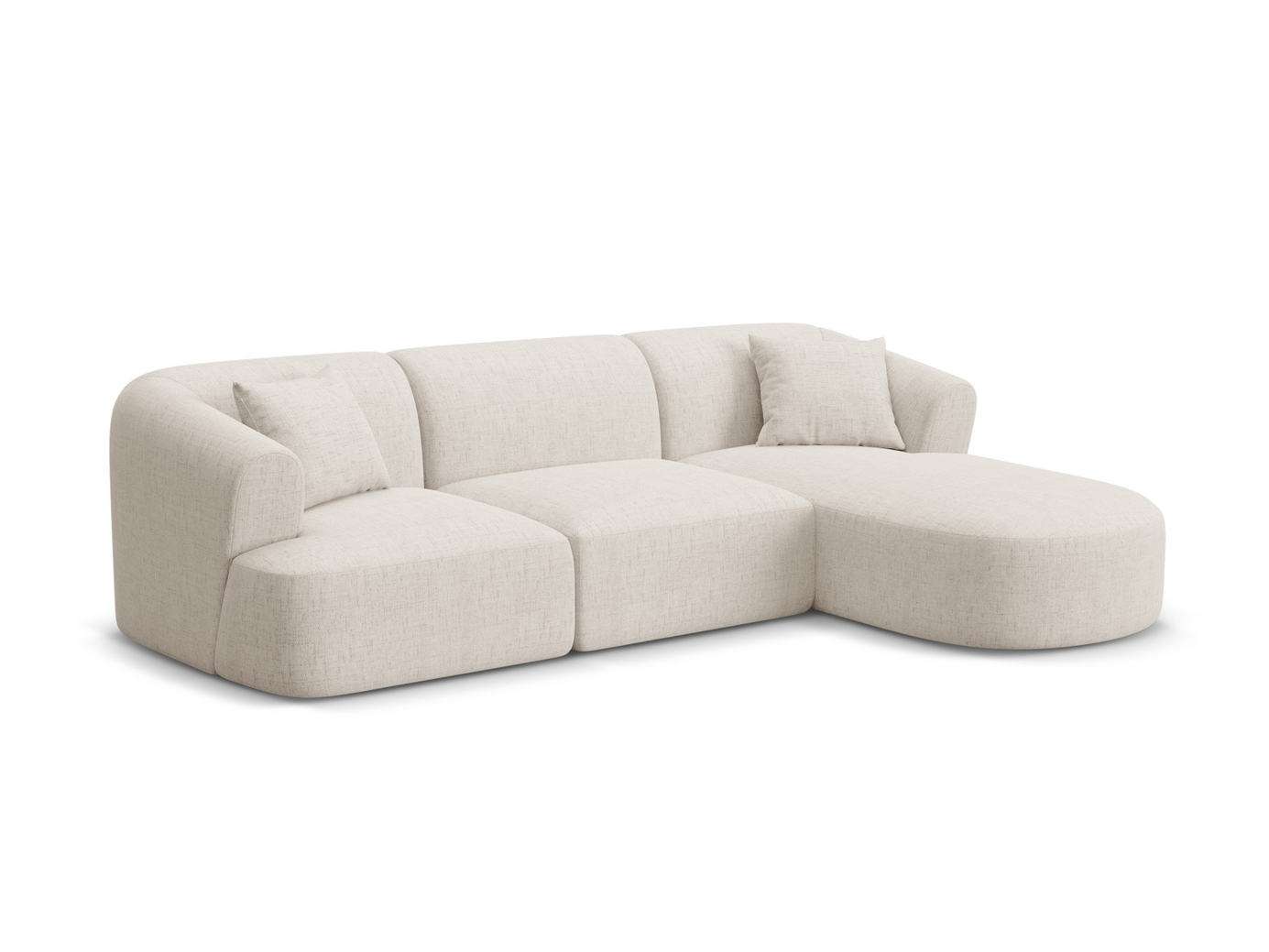 Cosmopolitan Design högervänd modulhörnsoffa, "Campi", 4-sits, 256 × 156 × 70 cm, Moly, svarta plastben