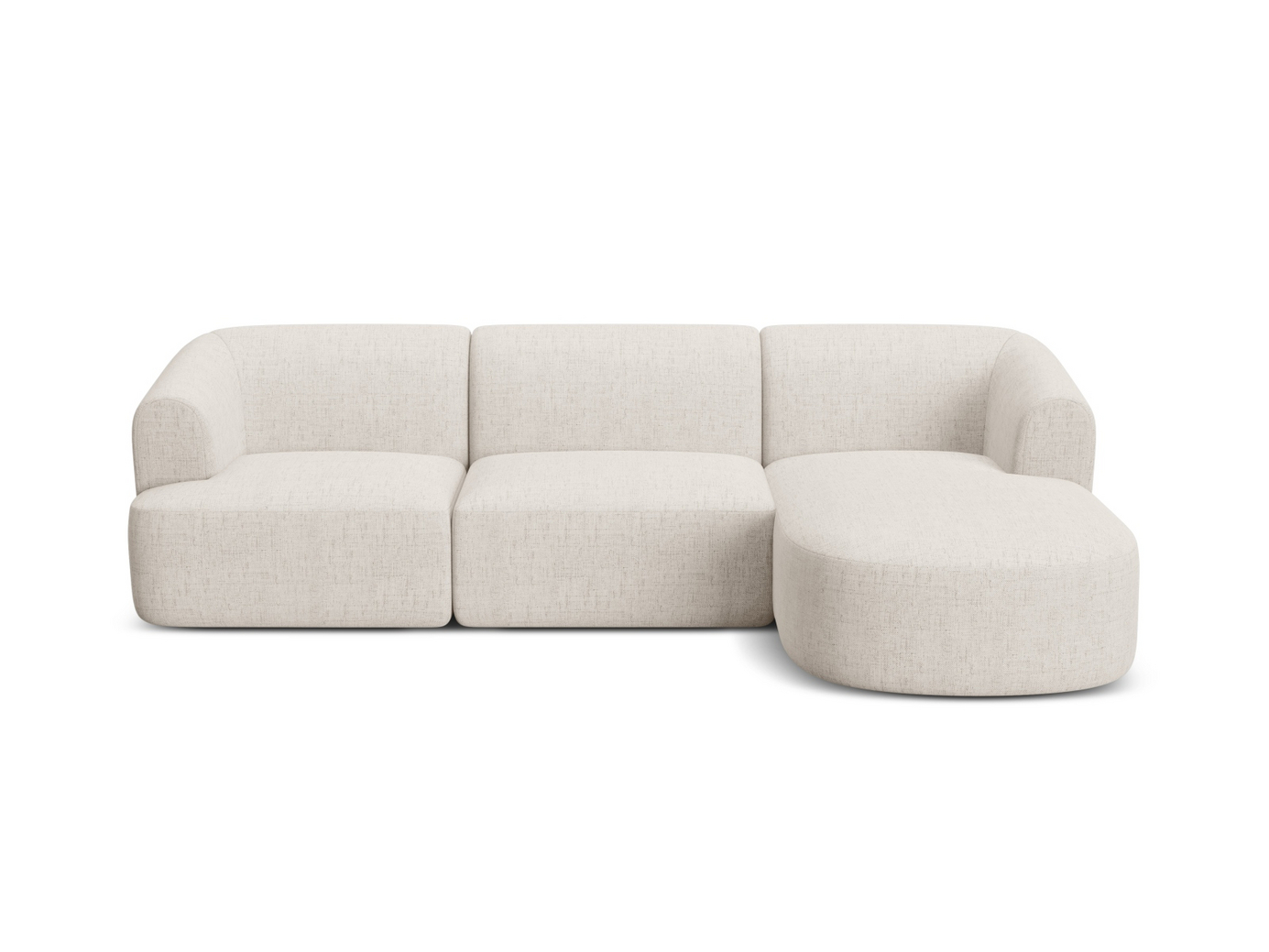 Cosmopolitan Design högervänd modulhörnsoffa, "Campi", 4-sits, 256 × 156 × 70 cm, Moly, svarta plastben