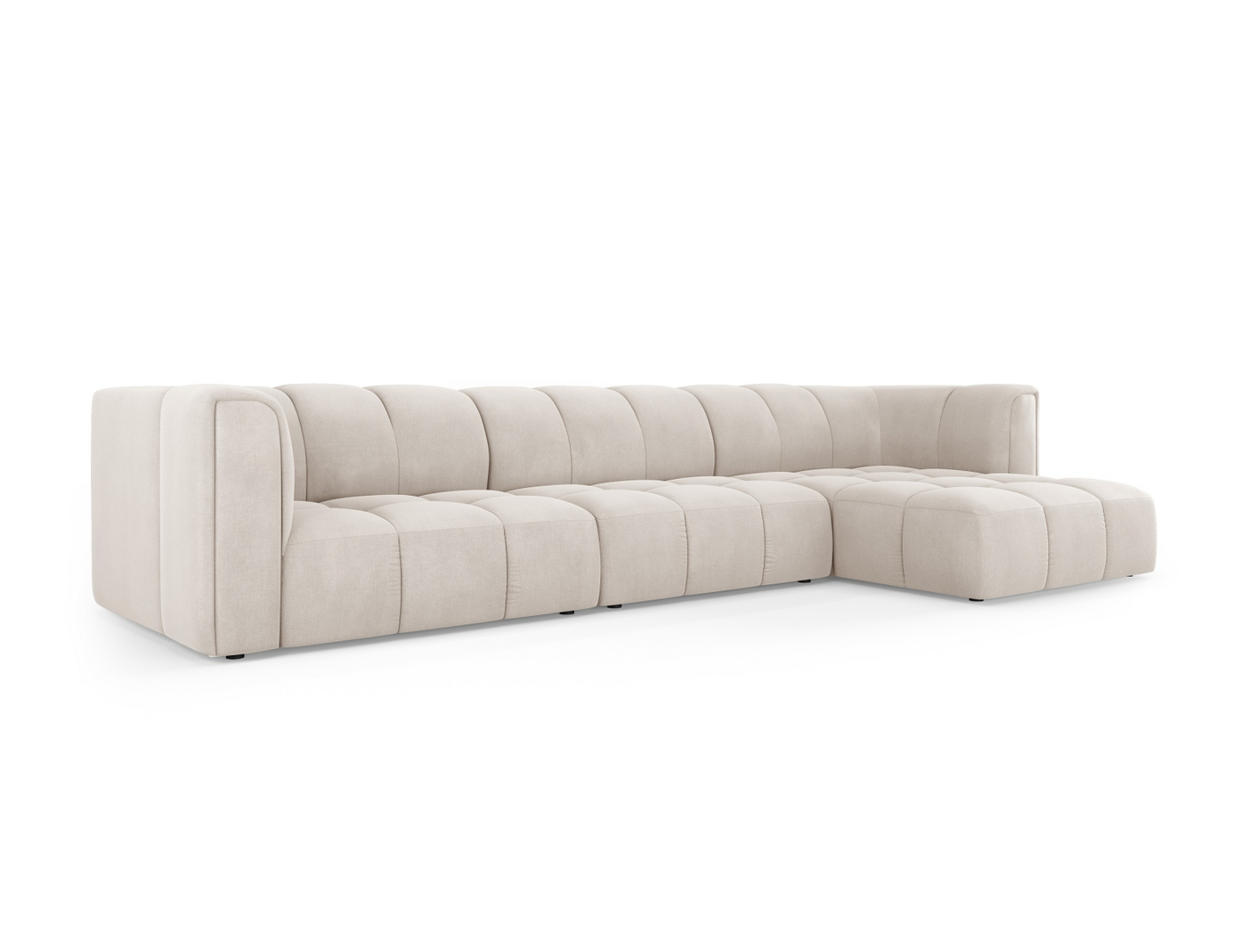 Cosmopolitan Design högervänd modulhörnsoffa, "Moritz", 5-sits, 316 × 160 × 70 cm, Rebel, svarta plastben