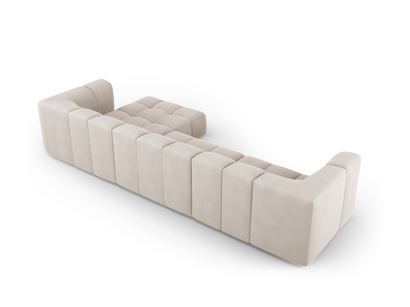 Cosmopolitan Design högervänd modulhörnsoffa, "Moritz", 5-sits, 316 × 160 × 70 cm, Rebel, svarta plastben