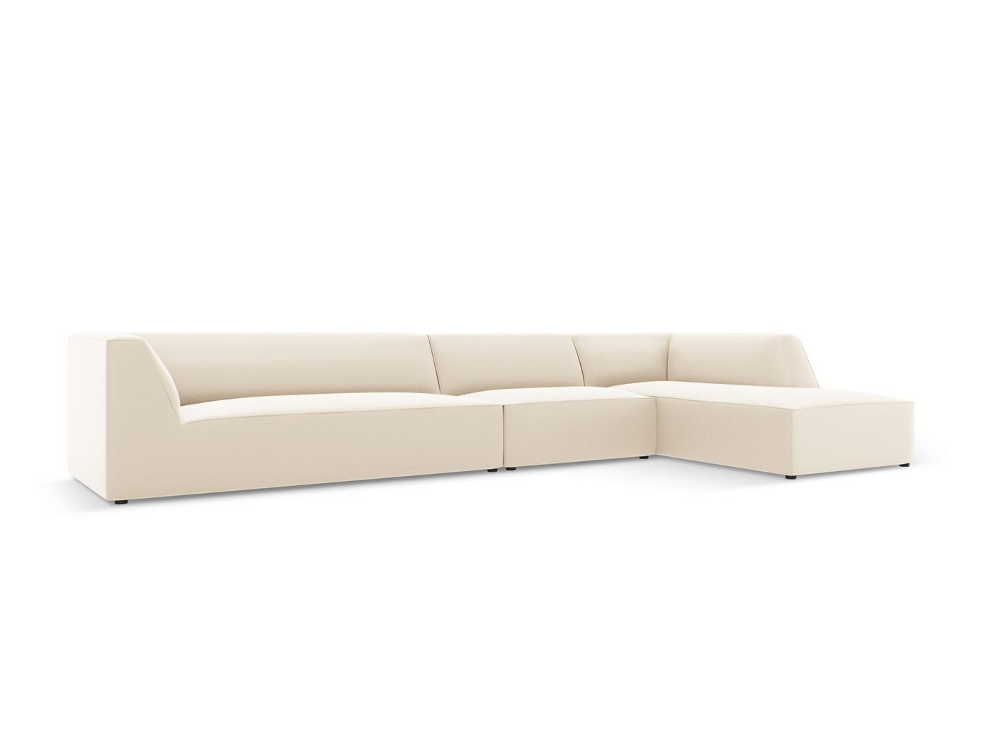 Cosmopolitan Design högervänd konstlädermodulhörnsoffa, "Siena", 5-sits, 366 × 180 × 69 cm, Pacifico, svarta plastben