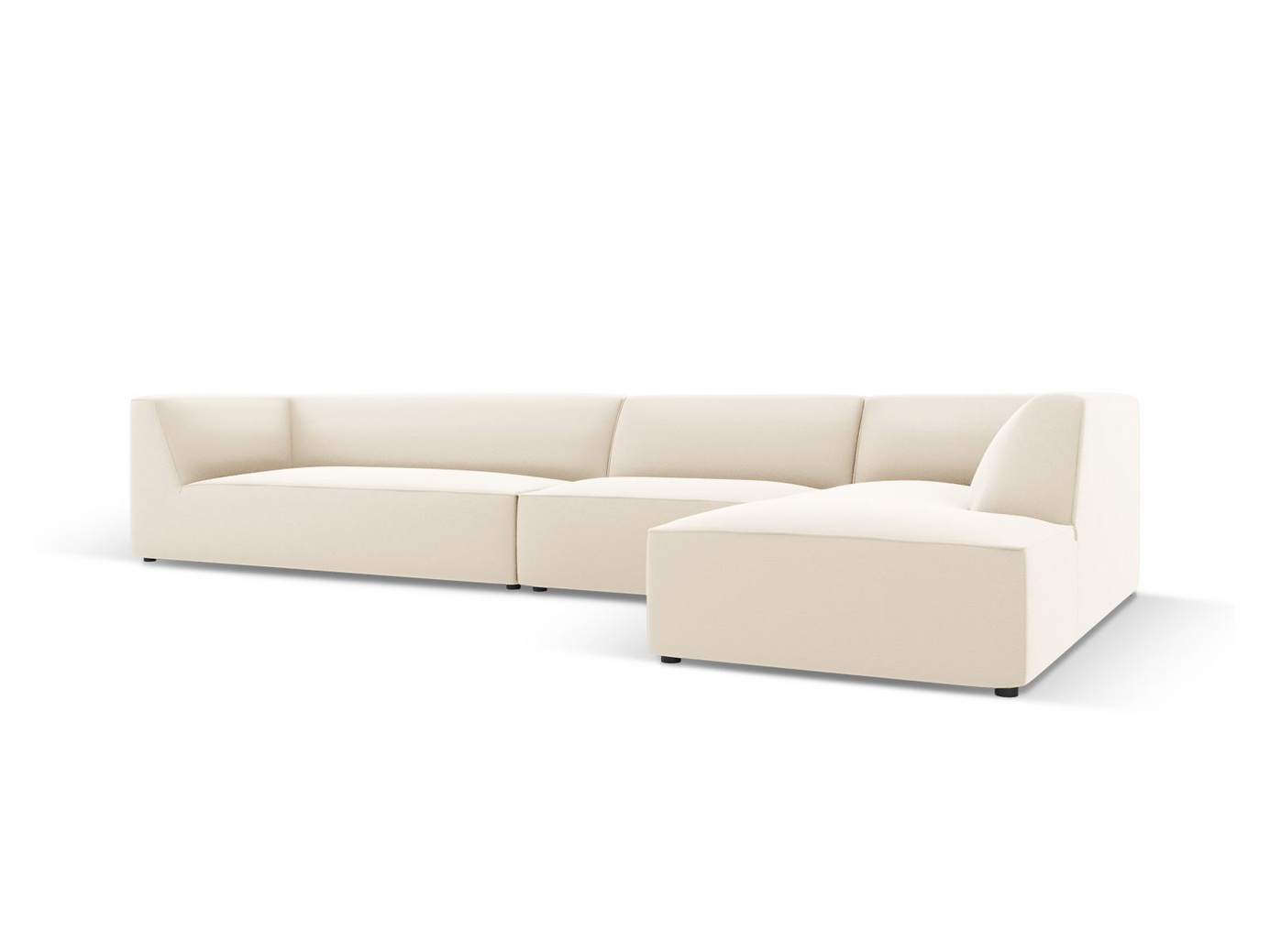 Cosmopolitan Design högervänd konstlädermodulhörnsoffa, "Siena", 5-sits, 366 × 180 × 69 cm, Pacifico, svarta plastben