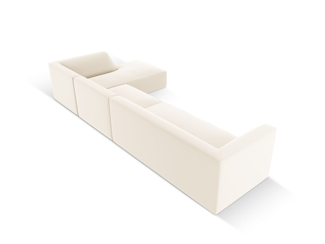 Cosmopolitan Design högervänd konstlädermodulhörnsoffa, "Siena", 5-sits, 366 × 180 × 69 cm, Pacifico, svarta plastben