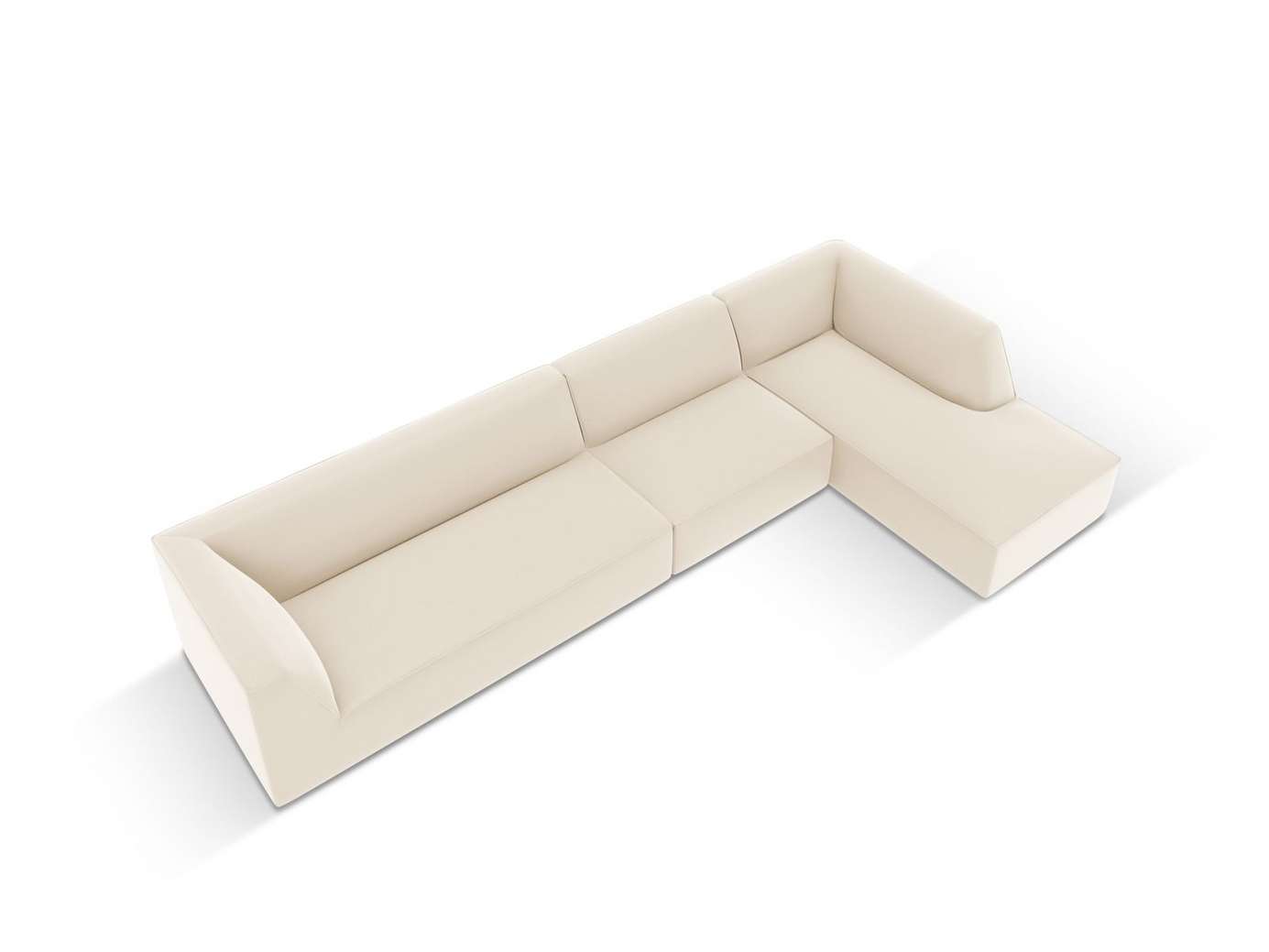 Cosmopolitan Design högervänd konstlädermodulhörnsoffa, "Siena", 5-sits, 366 × 180 × 69 cm, Pacifico, svarta plastben
