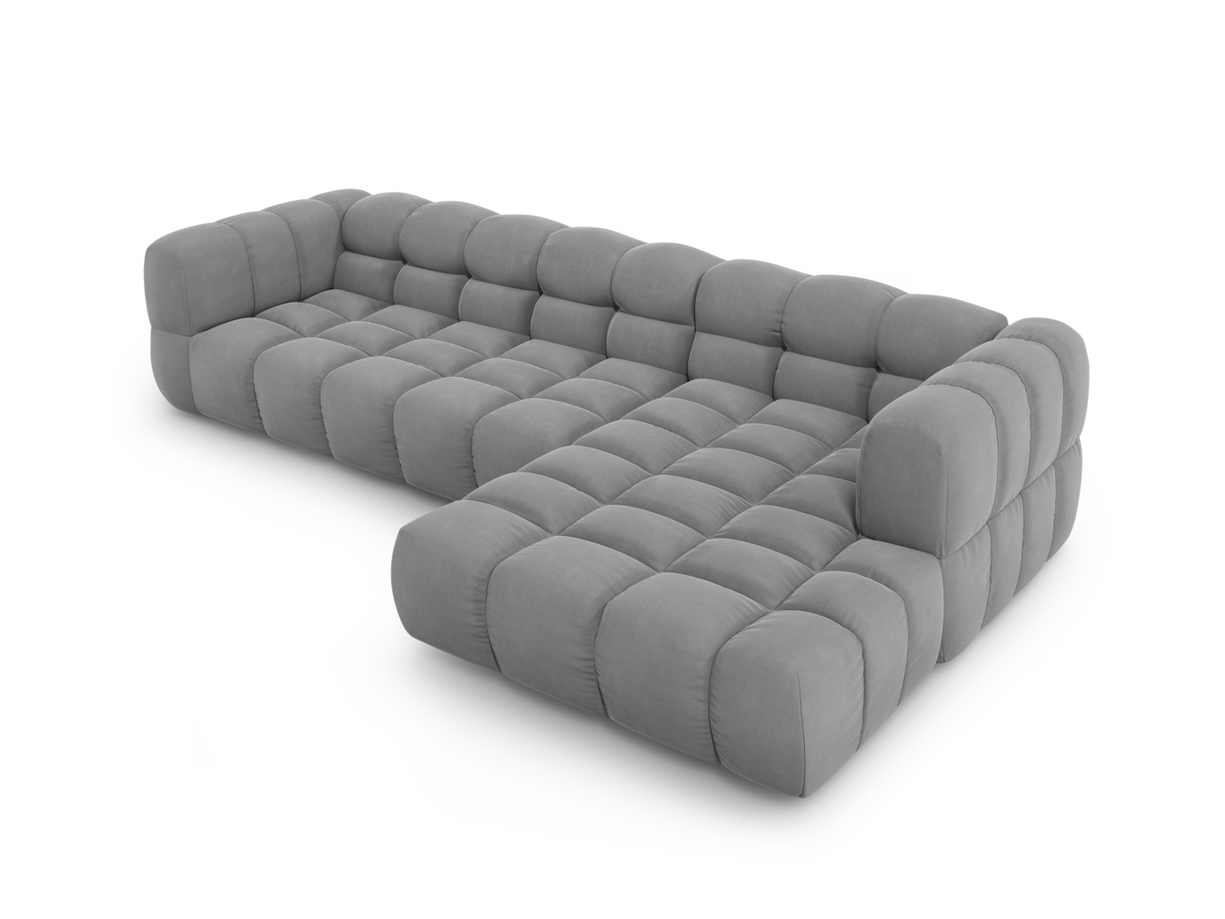 Cosmopolitan Design högervänd sammetsmodulhörnsoffa, "Sky", 4-sits, 300 × 162 × 70 cm, Casino, svarta plastben