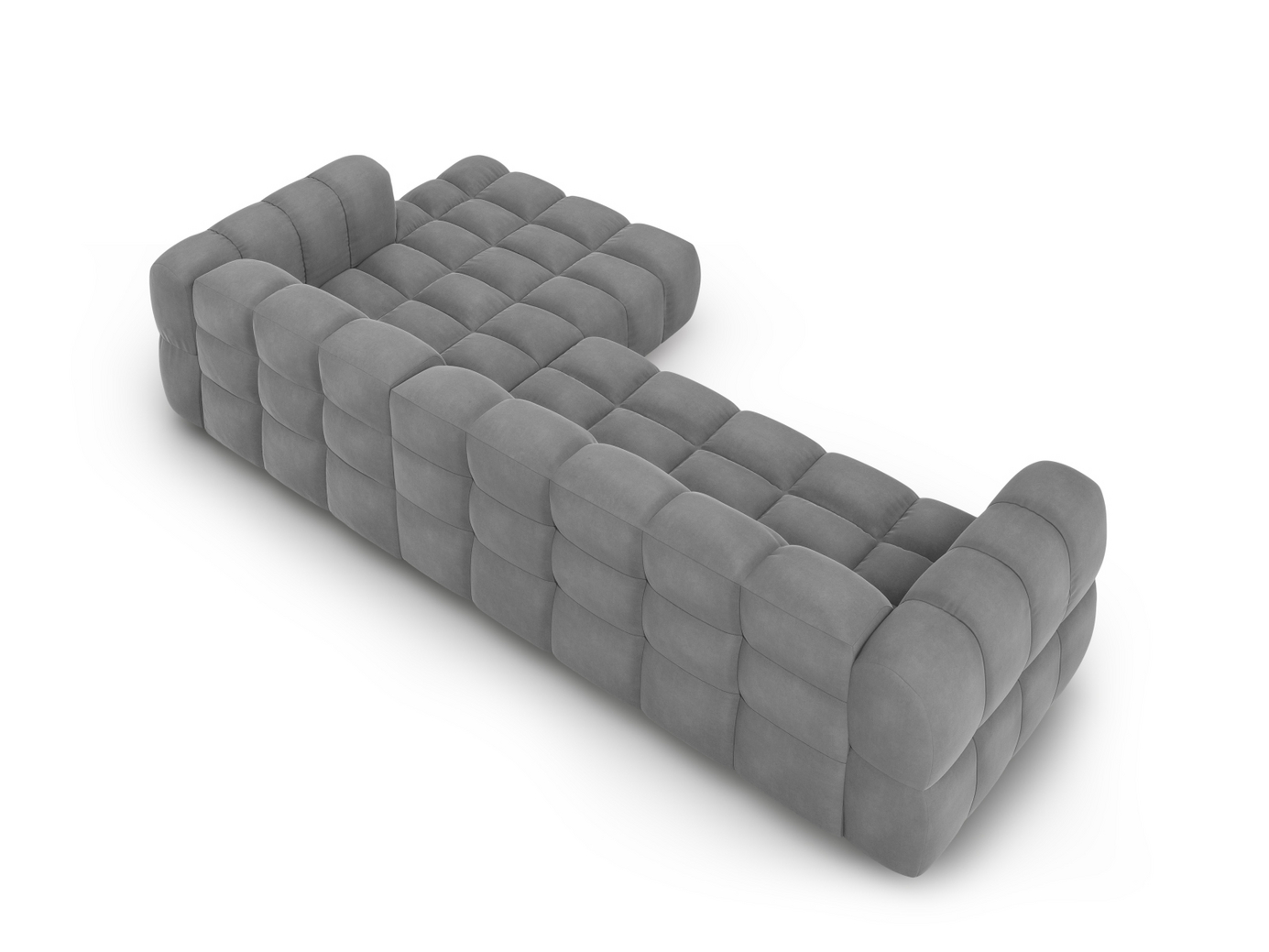 Cosmopolitan Design högervänd sammetsmodulhörnsoffa, "Sky", 4-sits, 300 × 162 × 70 cm, Casino, svarta plastben