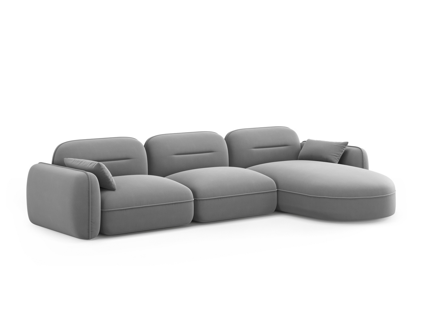 Cosmopolitan Design högervänd sammetsmodulhörnsoffa, "Sydney", 4-sits, 320 × 165 × 70 cm, Casino, svarta plastben