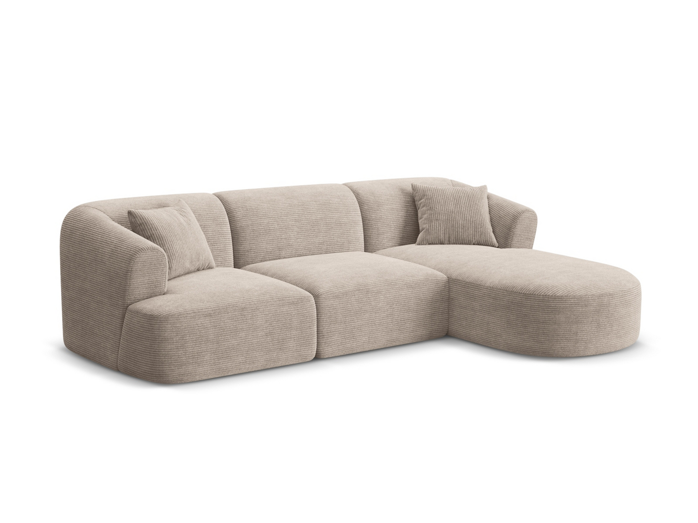 Cosmopolitan Design högervänd modulhörnsoffa, "Campi", 4-sits, 256 × 156 × 70 cm, Lincoln, svarta plastben