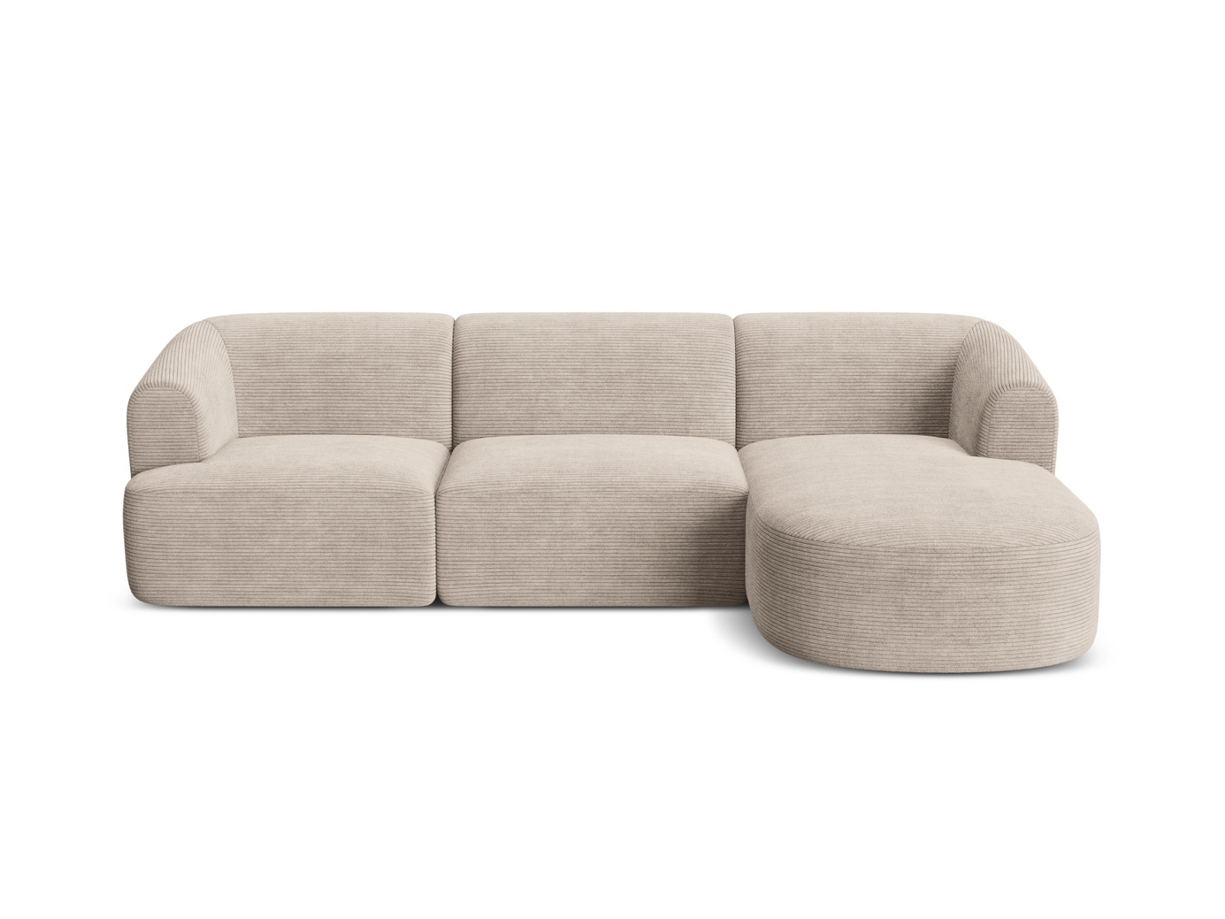 Cosmopolitan Design högervänd modulhörnsoffa, "Campi", 4-sits, 256 × 156 × 70 cm, Lincoln, svarta plastben