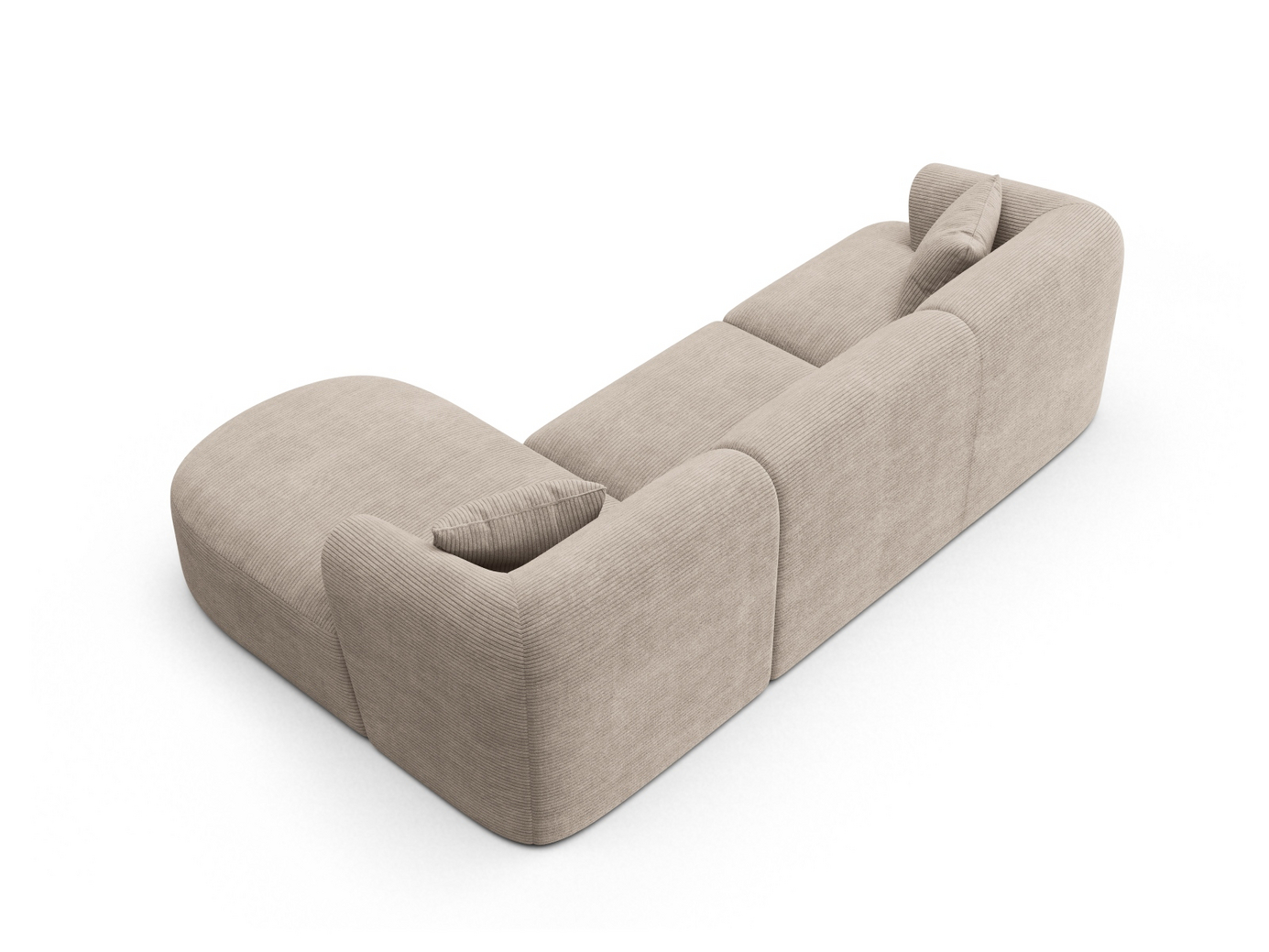 Cosmopolitan Design högervänd modulhörnsoffa, "Campi", 4-sits, 256 × 156 × 70 cm, Lincoln, svarta plastben