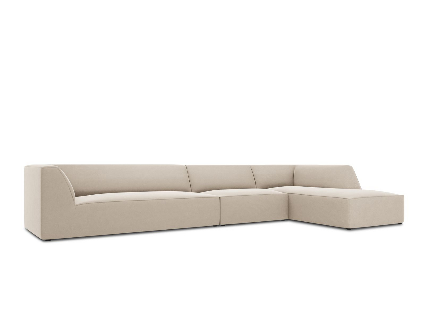 Cosmopolitan Design högervänd sammetsmodulhörnsoffa, "Siena", 5-sits, 366 × 180 × 69 cm, Salvador, svarta plastben, Variant RC_L_44
