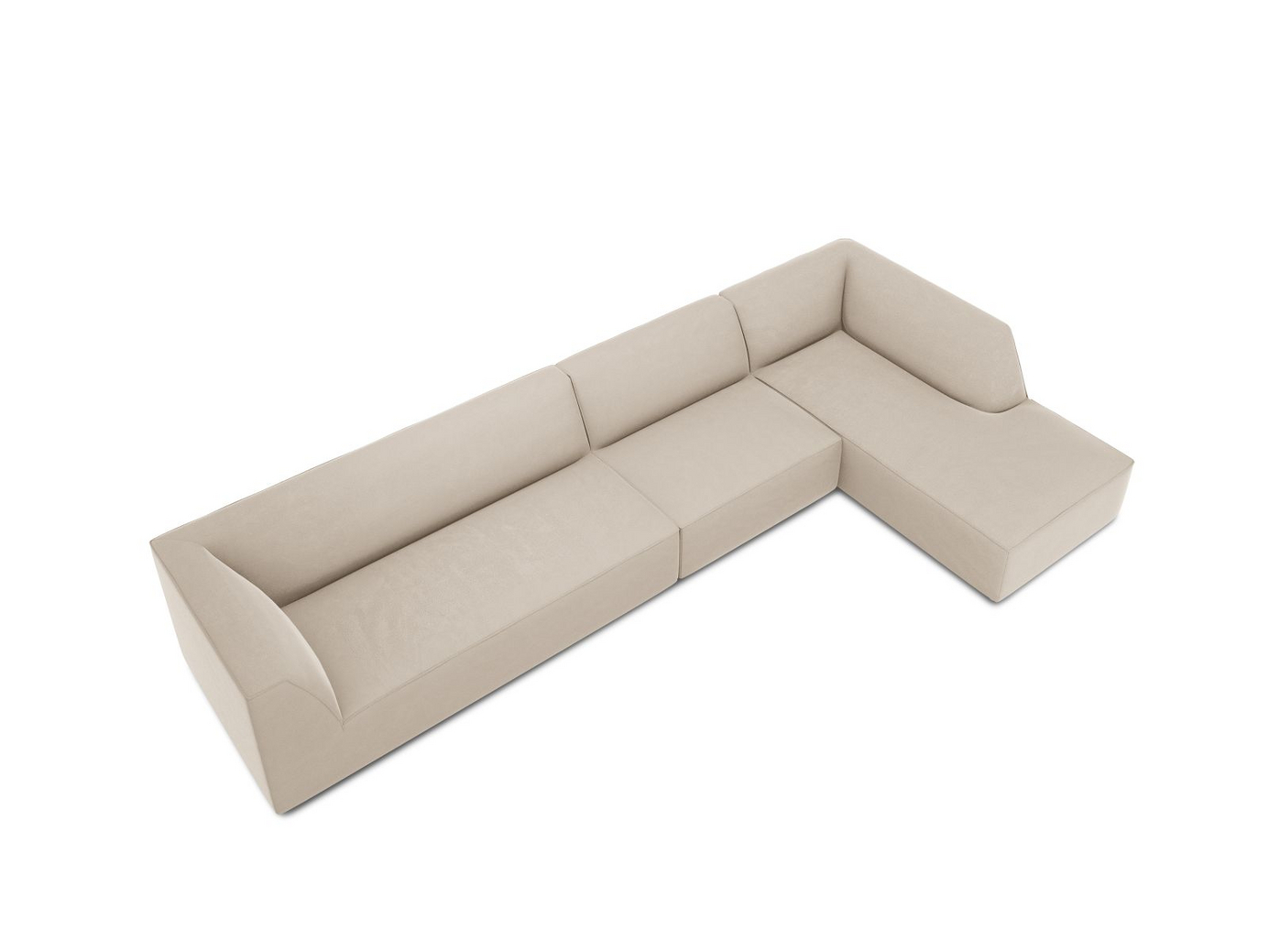 Cosmopolitan Design högervänd sammetsmodulhörnsoffa, "Siena", 5-sits, 366 × 180 × 69 cm, Salvador, svarta plastben, Variant RC_L_44