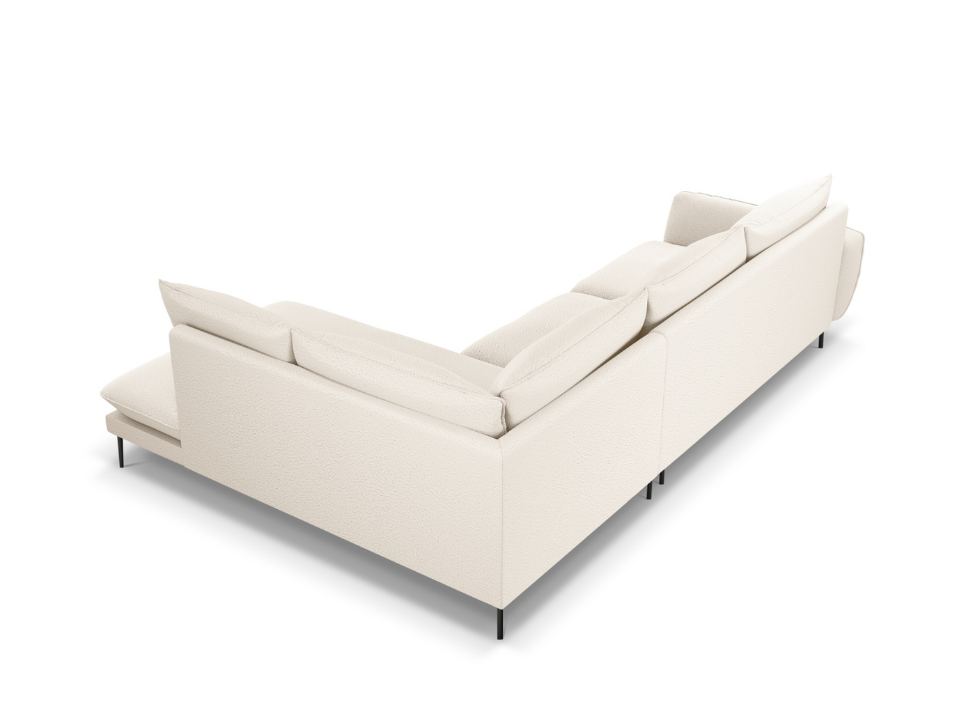 Cosmopolitan Design högervänd boucléhörnsoffa, "Vienna", 6-sits, 275 × 185 × 95 cm, Ascot, svarta metallben