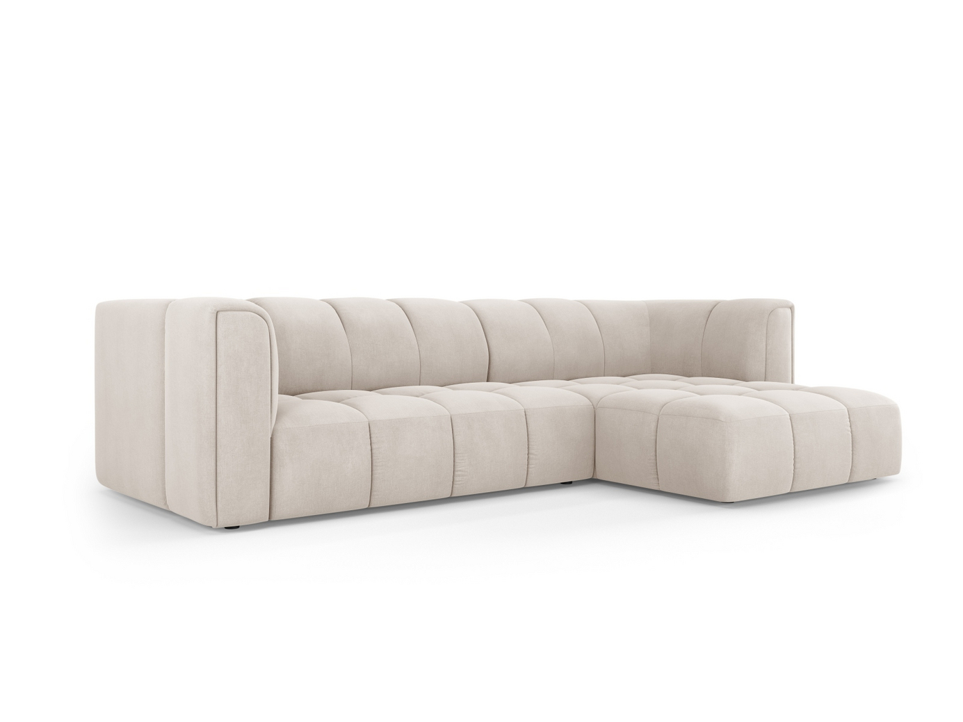 Cosmopolitan Design högervänd modulhörnsoffa, "Moritz", 3-sits, 256 × 160 × 70 cm, Rebel, svarta plastben