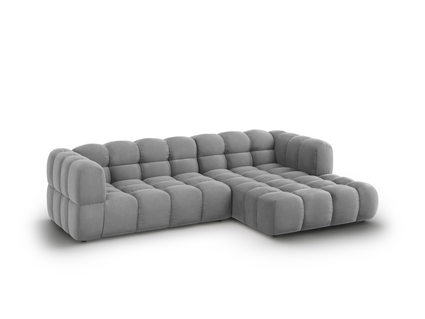 Cosmopolitan Design högervänd sammetsmodulhörnsoffa, "Sky", 4-sits, 272 × 162 × 70 cm, Casino, svarta plastben