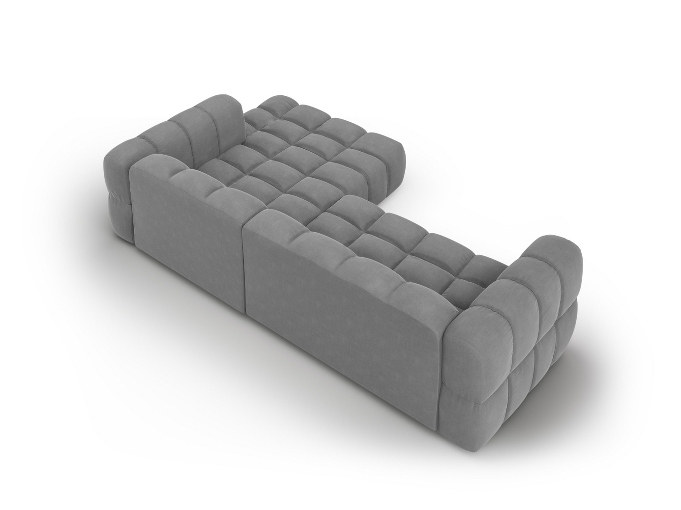 Cosmopolitan Design högervänd sammetsmodulhörnsoffa, "Sky", 4-sits, 272 × 162 × 70 cm, Casino, svarta plastben