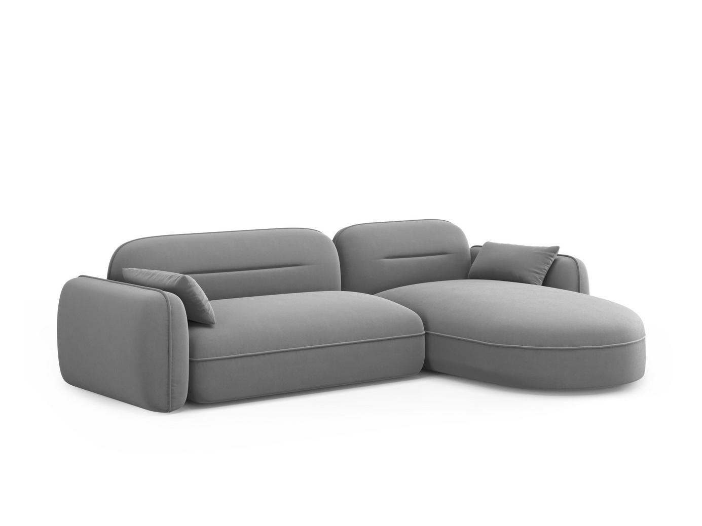 Cosmopolitan Design högervänd sammetsmodulhörnsoffa, "Sydney", 4-sits, 275 × 165 × 70 cm, Casino, svarta plastben
