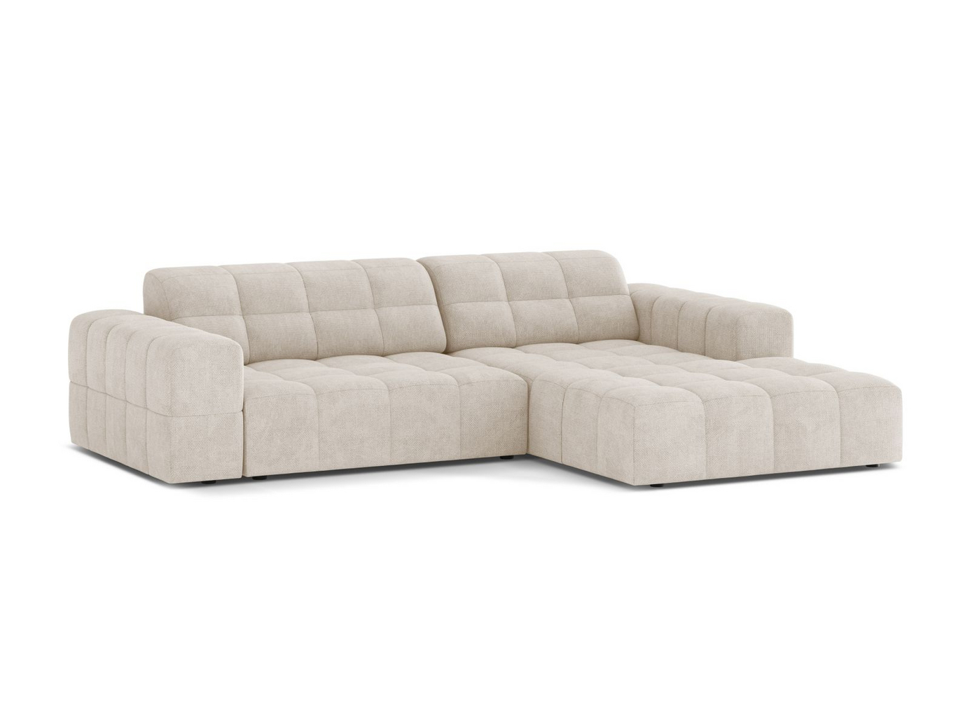 Cosmopolitan Design högervänd hörnsoffa, "Chicago", 3-sits, 234 × 167 × 78 cm, Eden 10, svarta plastben