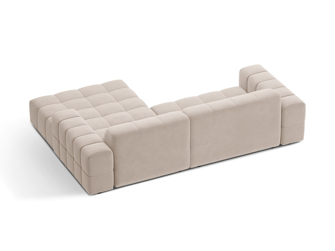 Cosmopolitan Design högervänd sammetshörnsoffa, "Chicago", 3-sits, 234 × 167 × 78 cm, Venus, svarta plastben