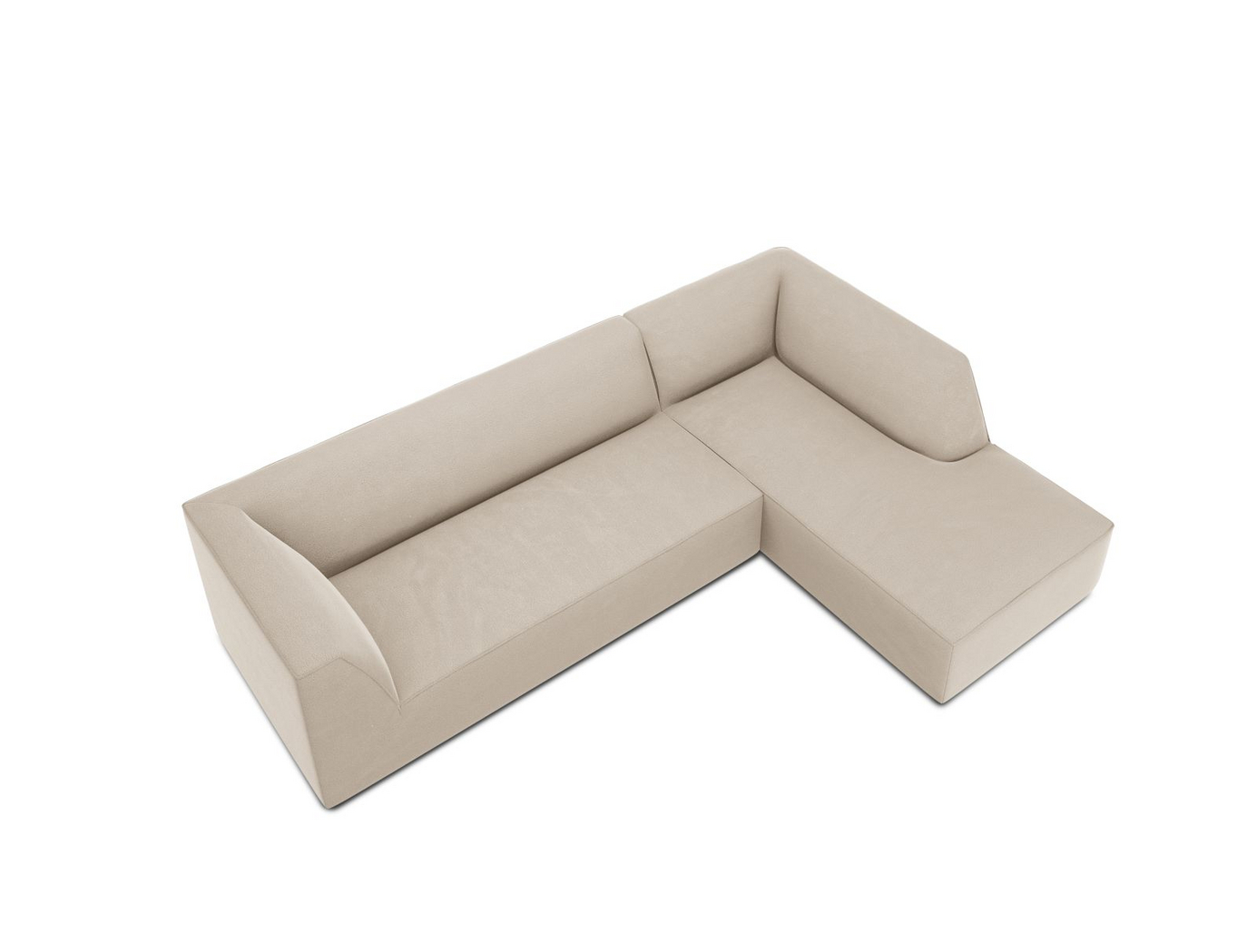 Cosmopolitan Design högervänd sammetsmodulhörnsoffa, "Siena", 4-sits, 273 × 180 × 69 cm, Salvador, svarta plastben, Variant RC_M_44
