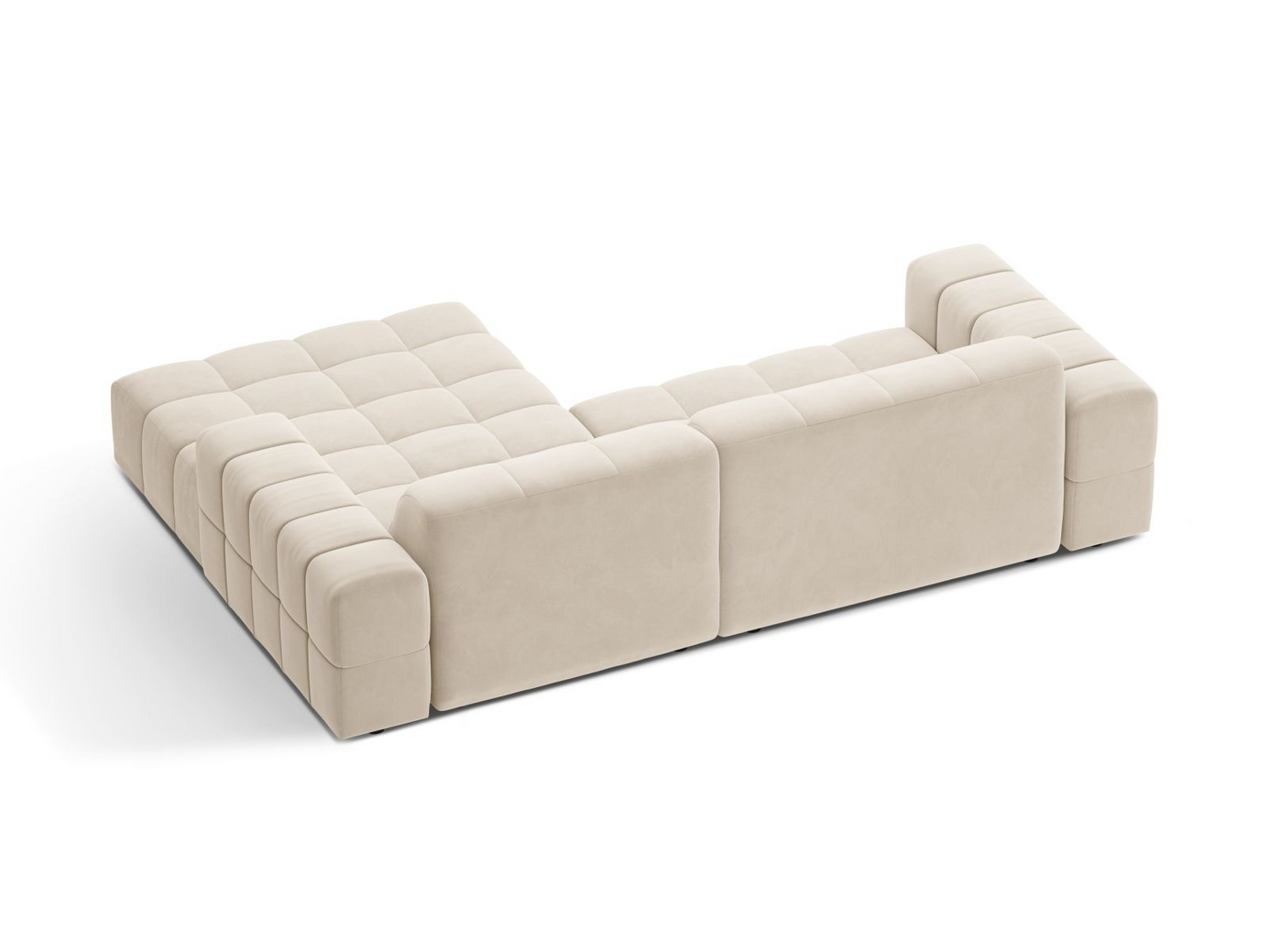 Cosmopolitan Design högervänd sammetshörnsoffa, "Chicago", 3-sits, 234 × 167 × 78 cm, Bluvel, svarta plastben