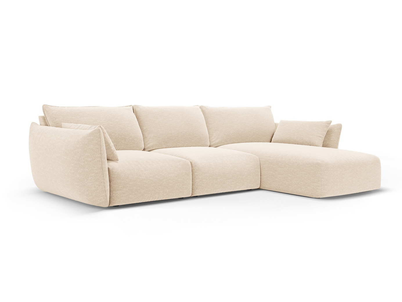 Cosmopolitan Design högervänd hörnsoffa, "Matera", 5-sits, 280 × 171 × 85 cm, Haga, svarta plastben