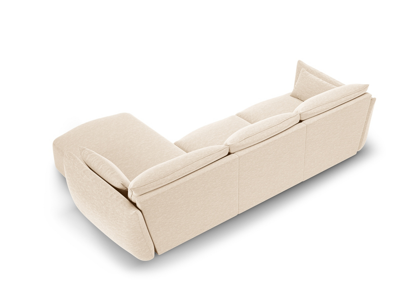 Cosmopolitan Design högervänd hörnsoffa, "Matera", 5-sits, 280 × 171 × 85 cm, Haga, svarta plastben