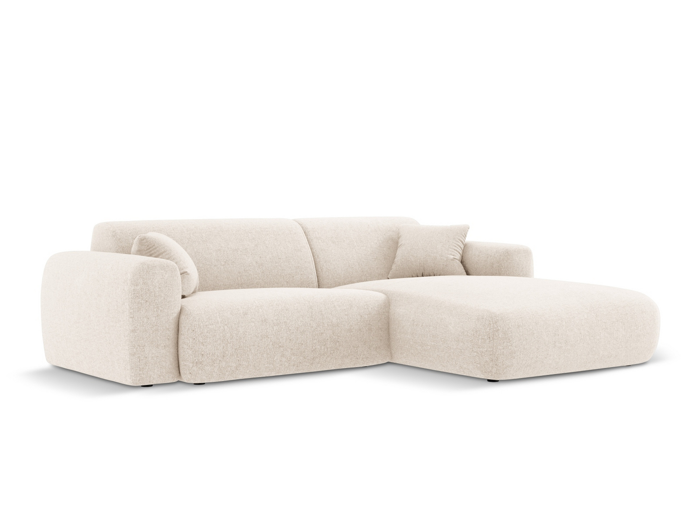 Cosmopolitan Design högervänd hörnsoffa, "Nolio", 4-sits, 235 × 170 × 72 cm, Haga, svarta plastben