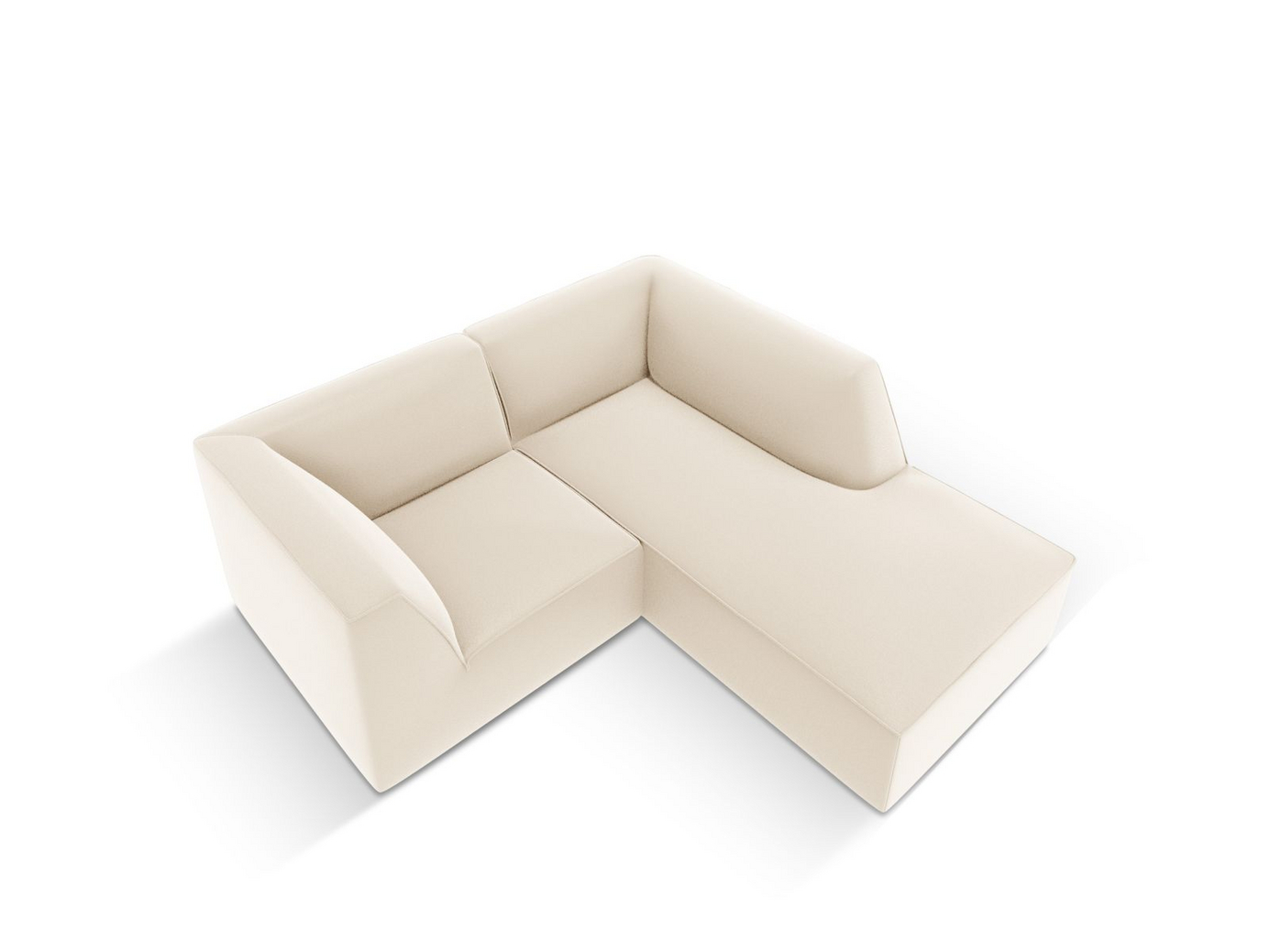 Cosmopolitan Design högervänd konstlädermodulhörnsoffa, "Siena", 3-sits, 186 × 180 × 69 cm, Pacifico, svarta plastben