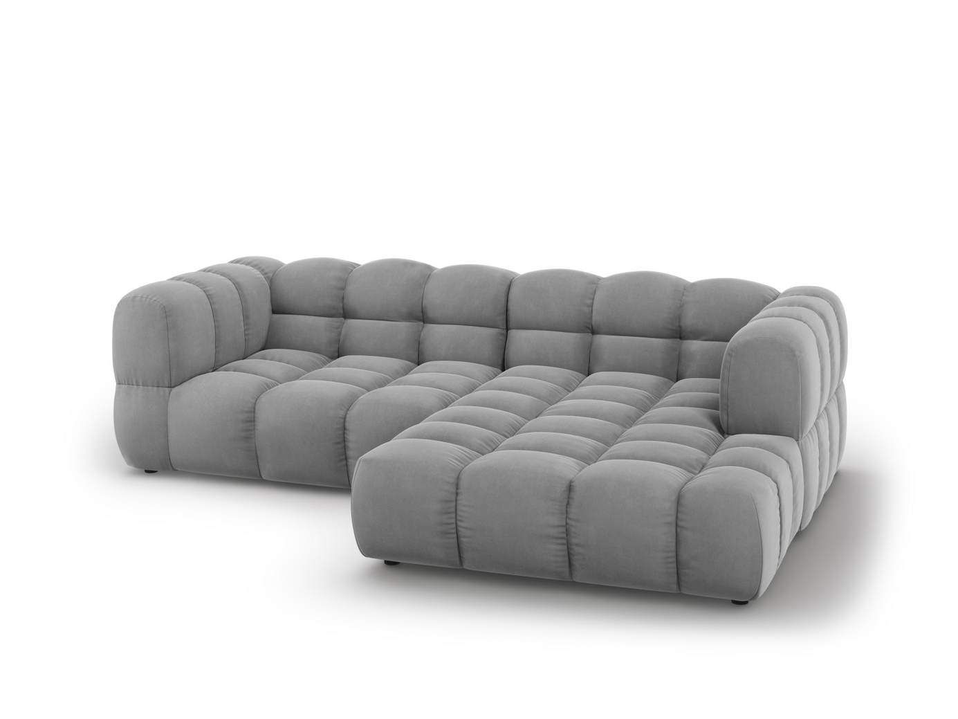Cosmopolitan Design högervänd sammetsmodulhörnsoffa, "Sky", 3-sits, 244 × 162 × 70 cm, Casino, svarta plastben