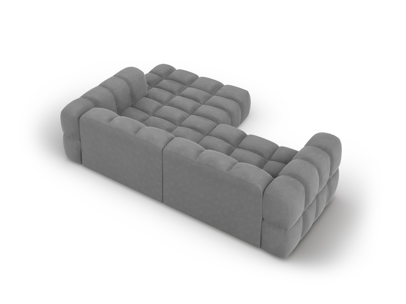 Cosmopolitan Design högervänd sammetsmodulhörnsoffa, "Sky", 3-sits, 244 × 162 × 70 cm, Casino, svarta plastben