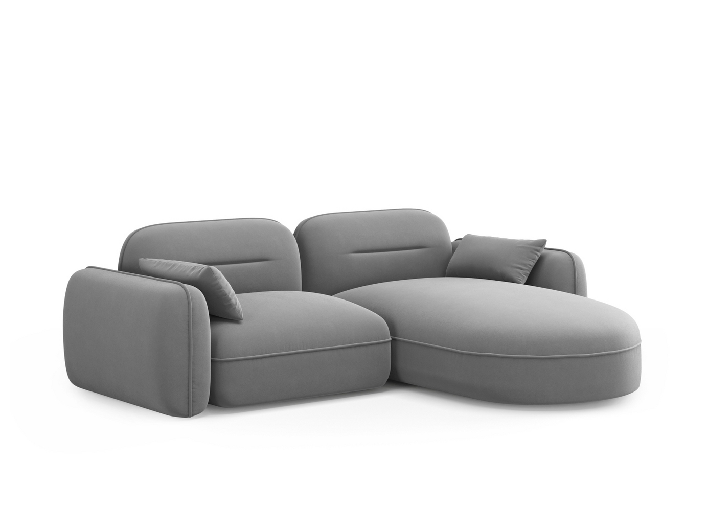 Cosmopolitan Design högervänd sammetsmodulhörnsoffa, "Sydney", 3-sits, 230 × 165 × 70 cm, Casino, svarta plastben