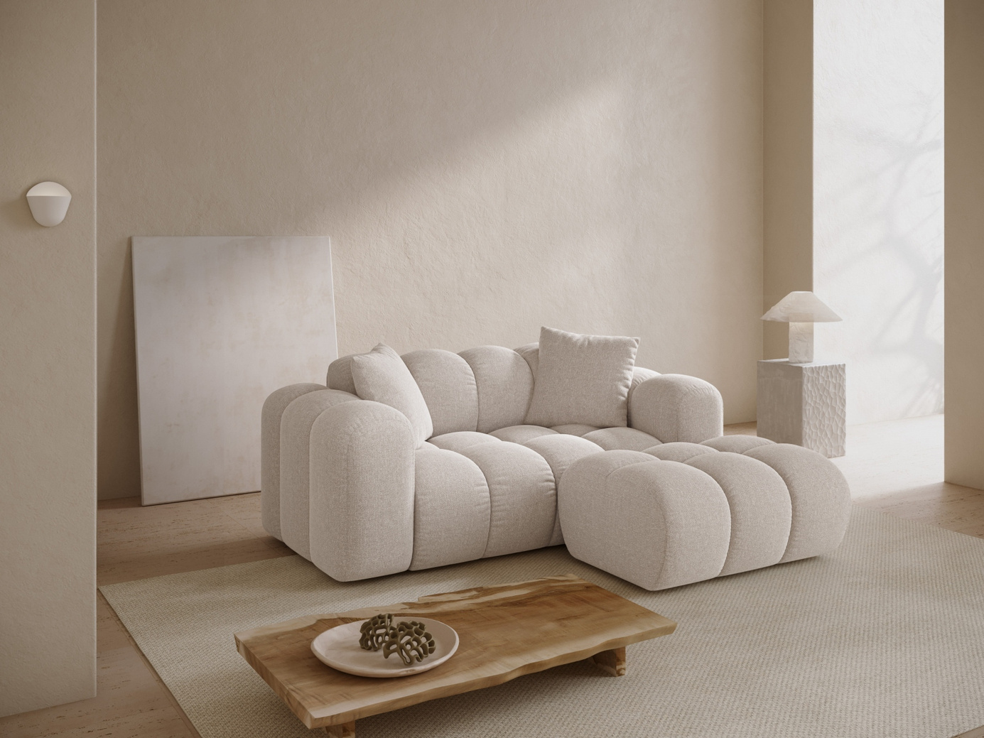 Cosmopolitan Design högervänd hörnsoffa, "Treno", 2-sits, 180 × 164 × 70 cm, Eden 10, svarta plastben