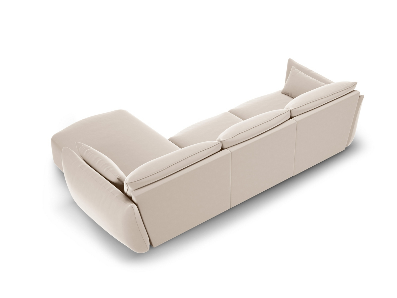 Cosmopolitan Design högervänd sammetshörnsoffa, "Matera", 5-sits, 280 × 171 × 85 cm, Salvador, svarta plastben