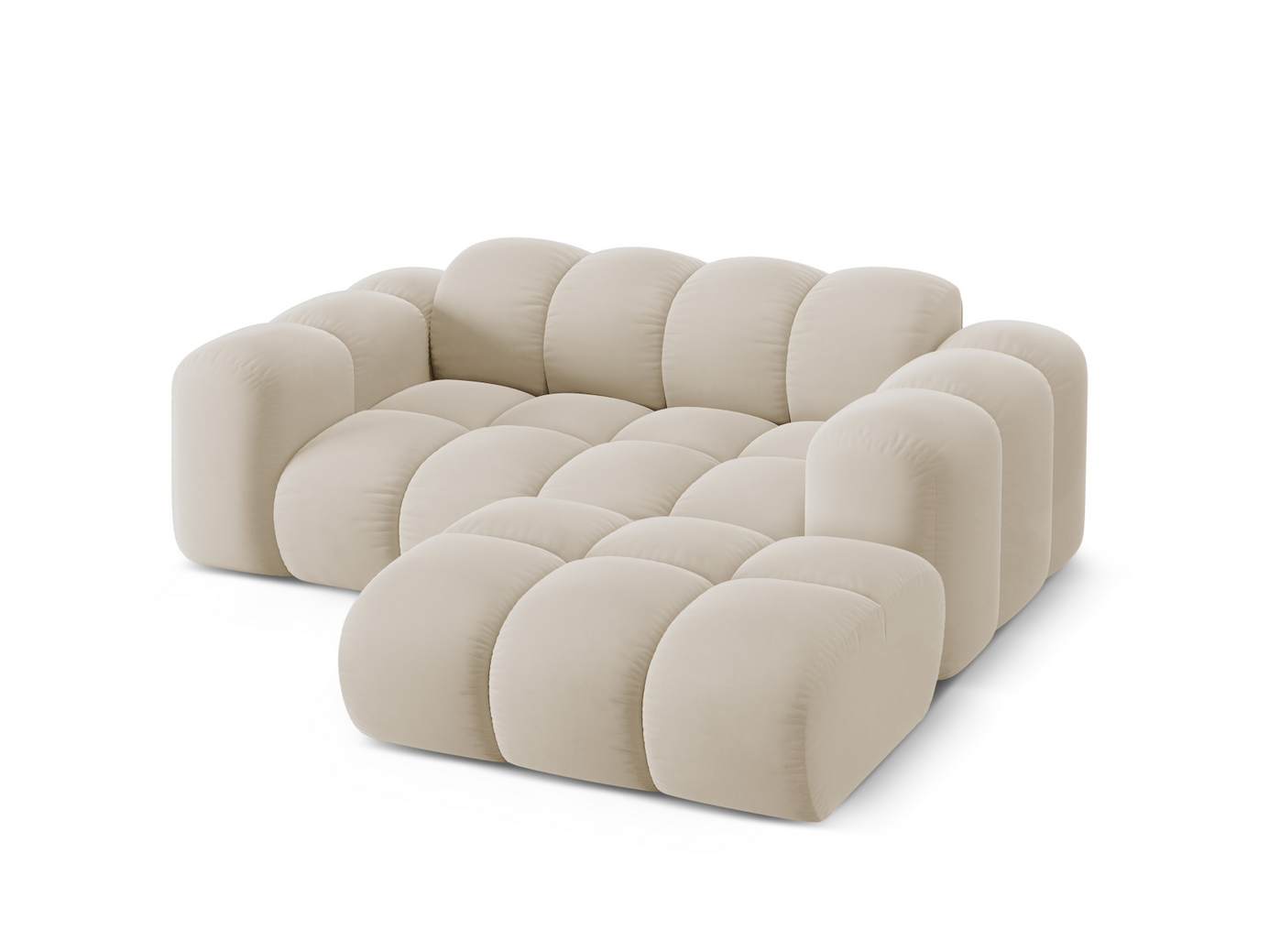 Cosmopolitan Design högervänd sammetshörnsoffa, "Treno", 2-sits, 180 × 164 × 70 cm, Bluvel, svarta plastben