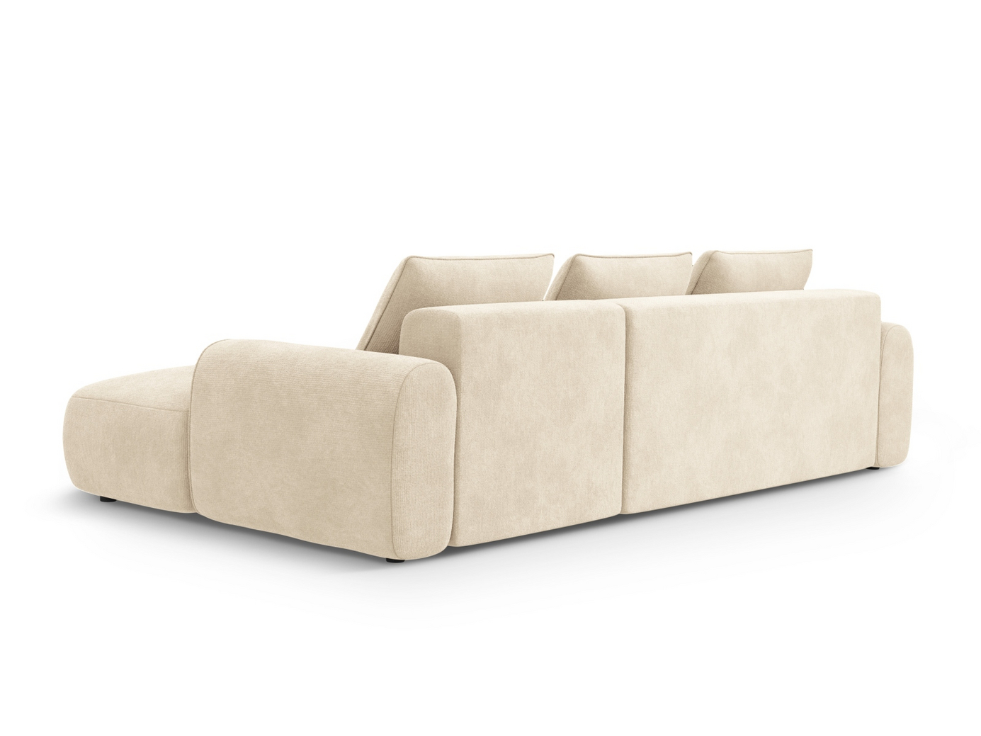 Cosmopolitan Design högervänd sammetshörnbäddsoffa med förvaring, "Calma", 3-sits, 275 × 142 × 84 cm, Vogue, svarta plastben