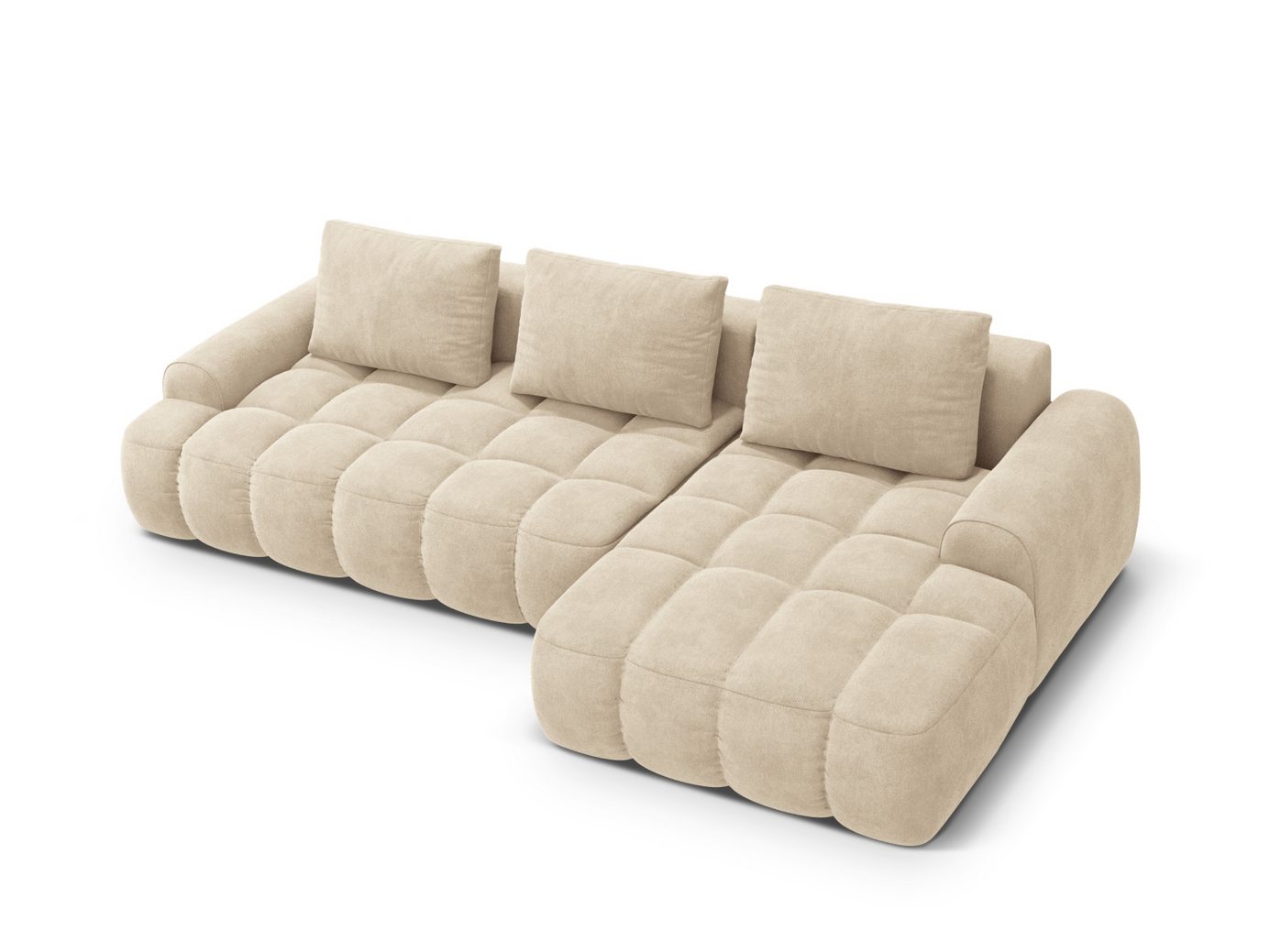 Cosmopolitan Design högervänd sammetshörnbäddsoffa med förvaring, "Linz", 3-sits, 275 × 142 × 84 cm, Vogue, svarta plastben, Variant RCF_120