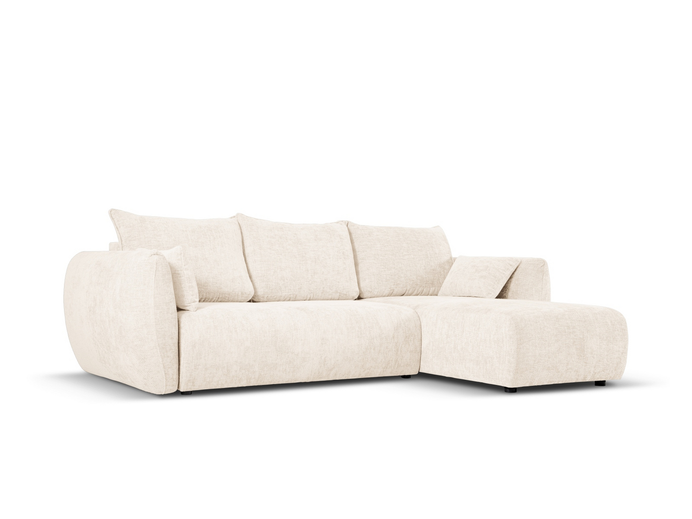Cosmopolitan Design högervänd hörnbäddsoffa med förvaring, "Matera", 4-sits, 253 × 173 × 86 cm, Haga, svarta plastben