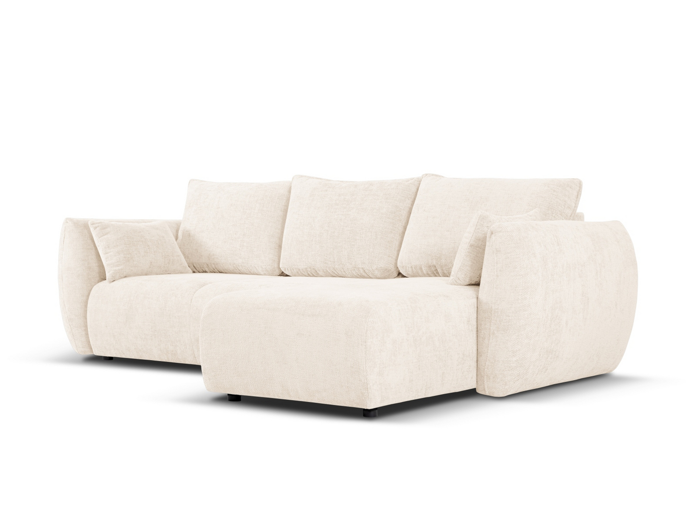 Cosmopolitan Design högervänd hörnbäddsoffa med förvaring, "Matera", 4-sits, 253 × 173 × 86 cm, Haga, svarta plastben