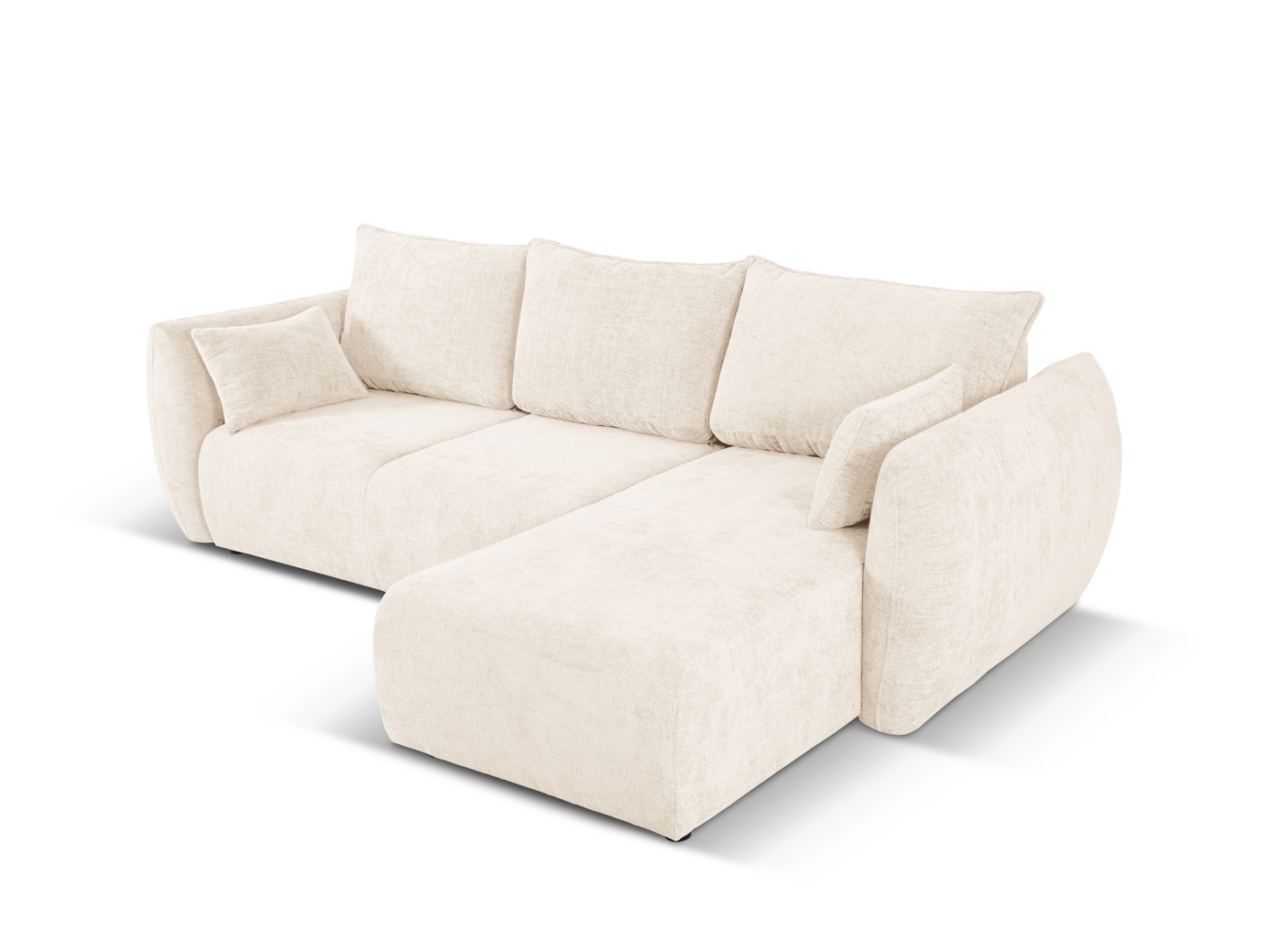Cosmopolitan Design högervänd hörnbäddsoffa med förvaring, "Matera", 4-sits, 253 × 173 × 86 cm, Haga, svarta plastben