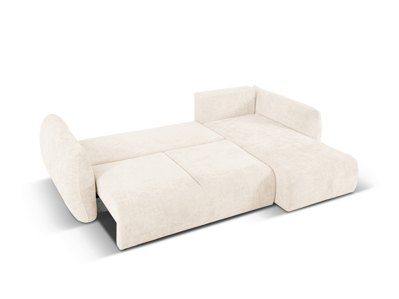 Cosmopolitan Design högervänd hörnbäddsoffa med förvaring, "Matera", 4-sits, 253 × 173 × 86 cm, Haga, svarta plastben