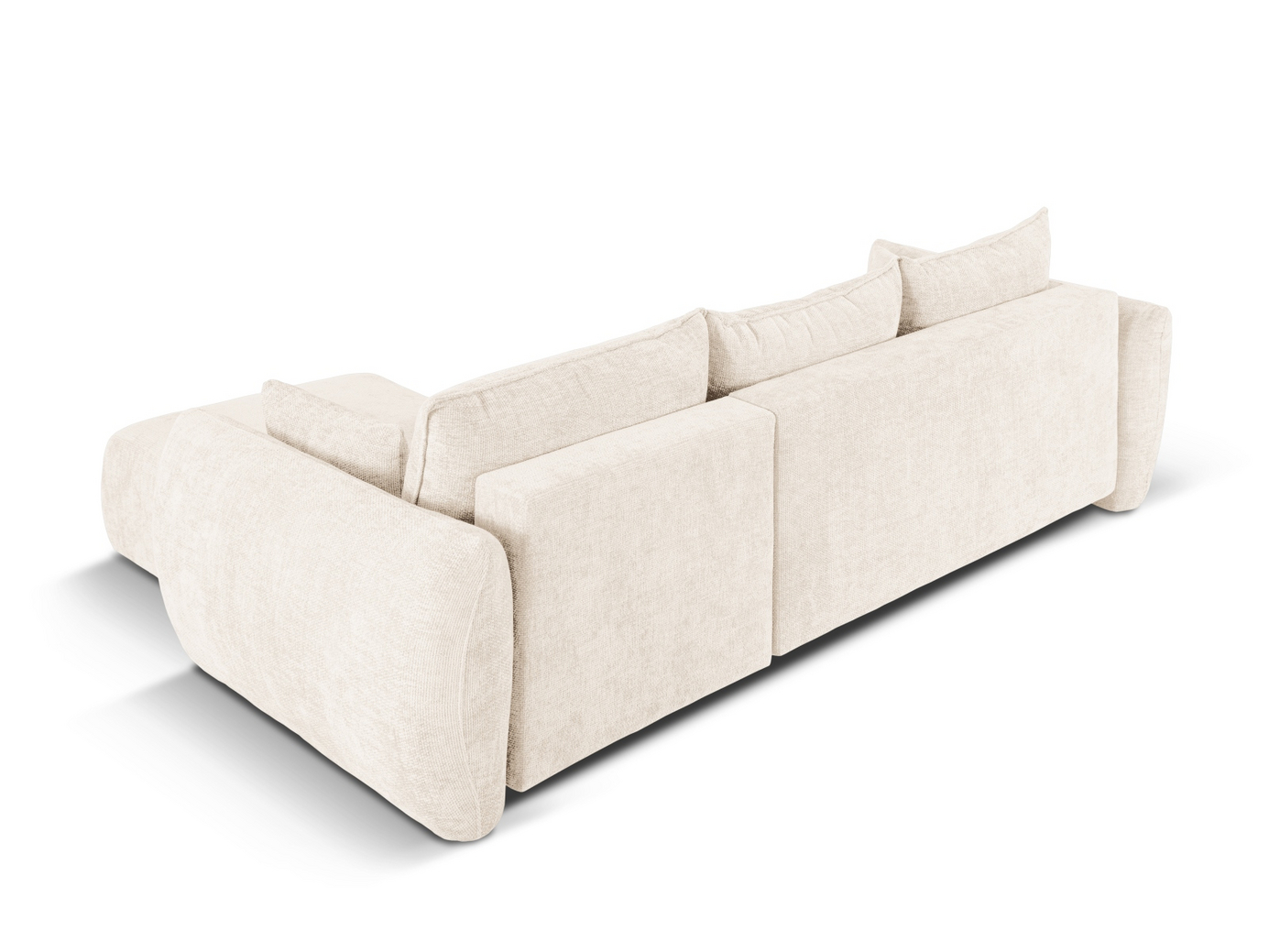 Cosmopolitan Design högervänd hörnbäddsoffa med förvaring, "Matera", 4-sits, 253 × 173 × 86 cm, Haga, svarta plastben